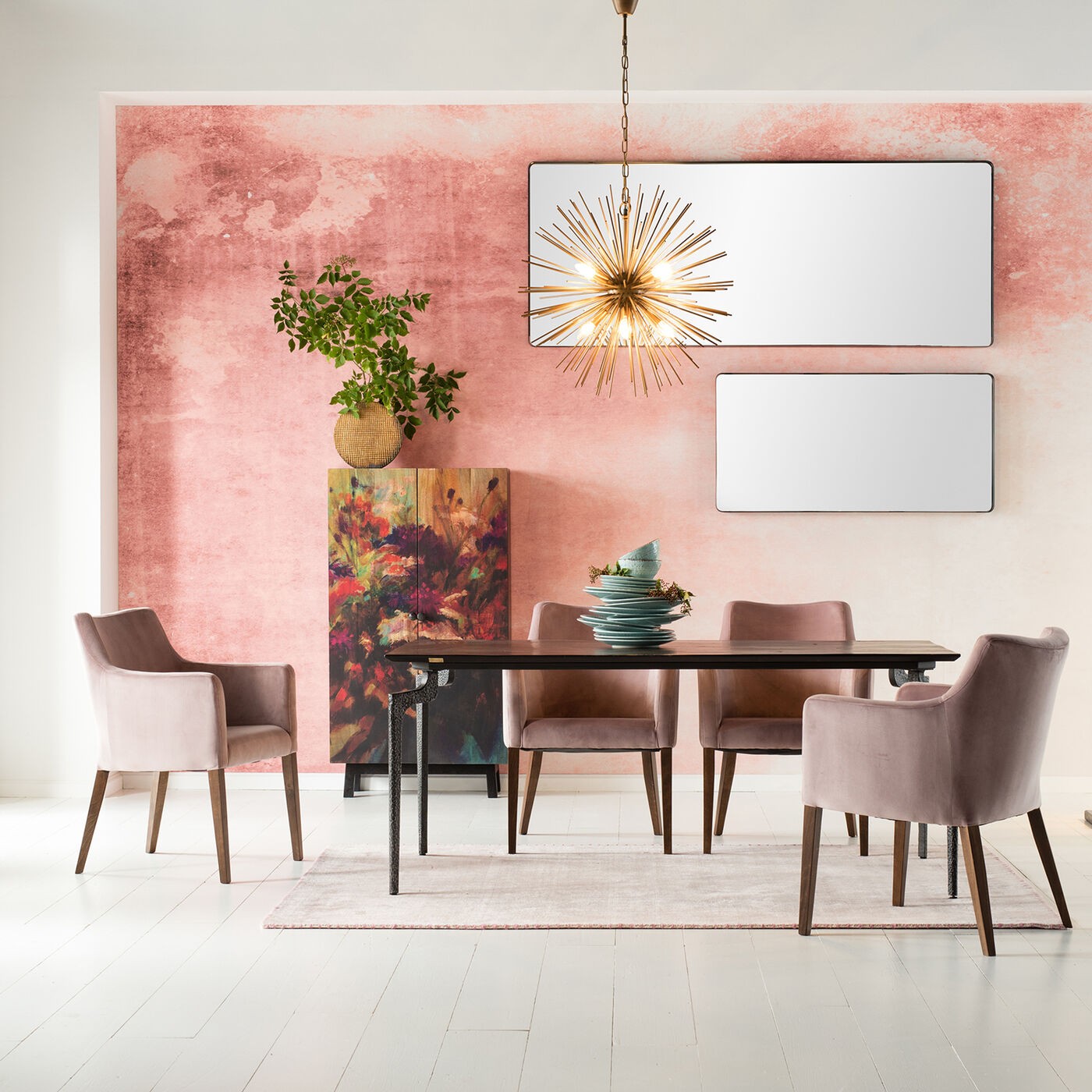 Miroir bords arrondis en métal noir 120x60