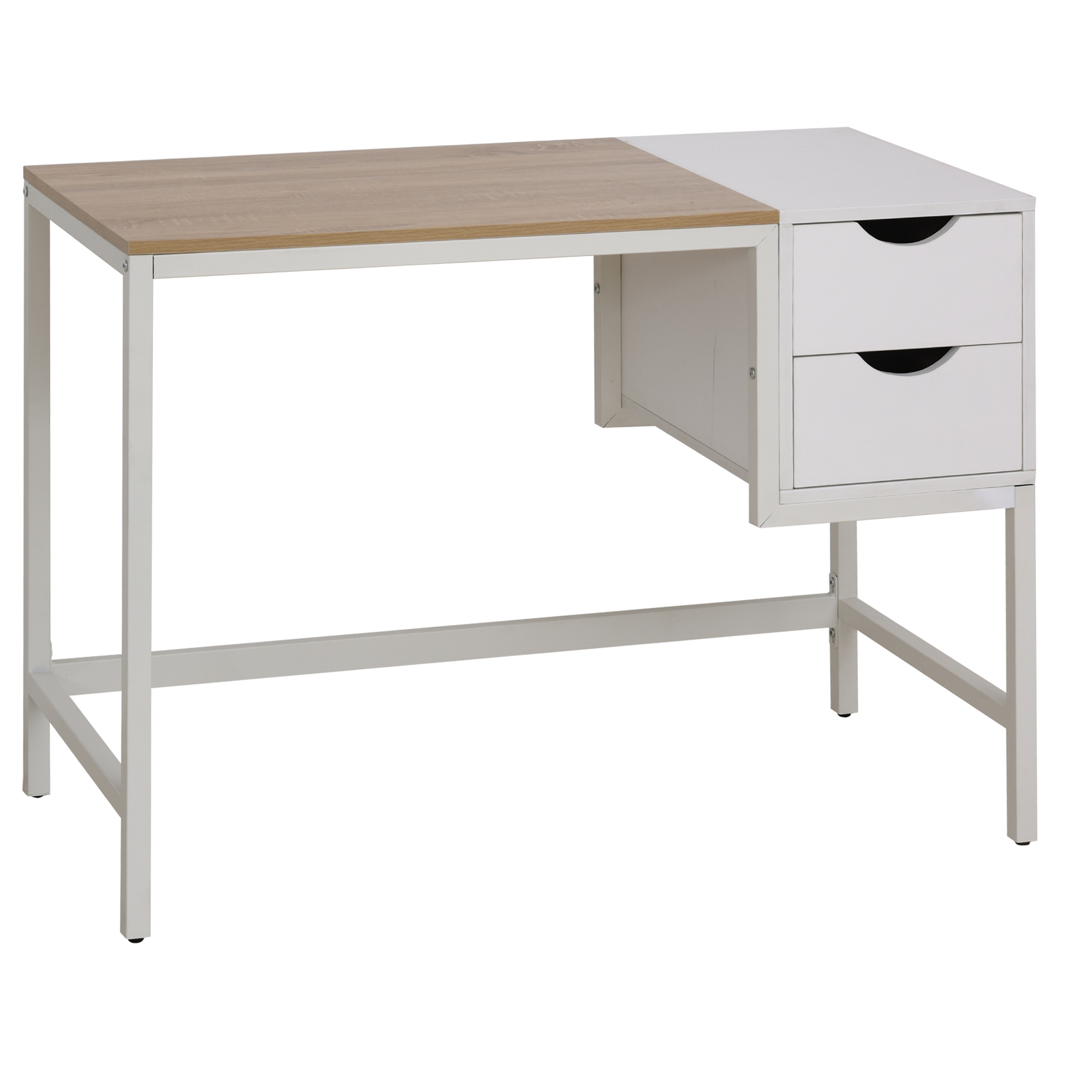 Bureau avec pieds en métal beige (photo) Bureau avec pieds en métal beige