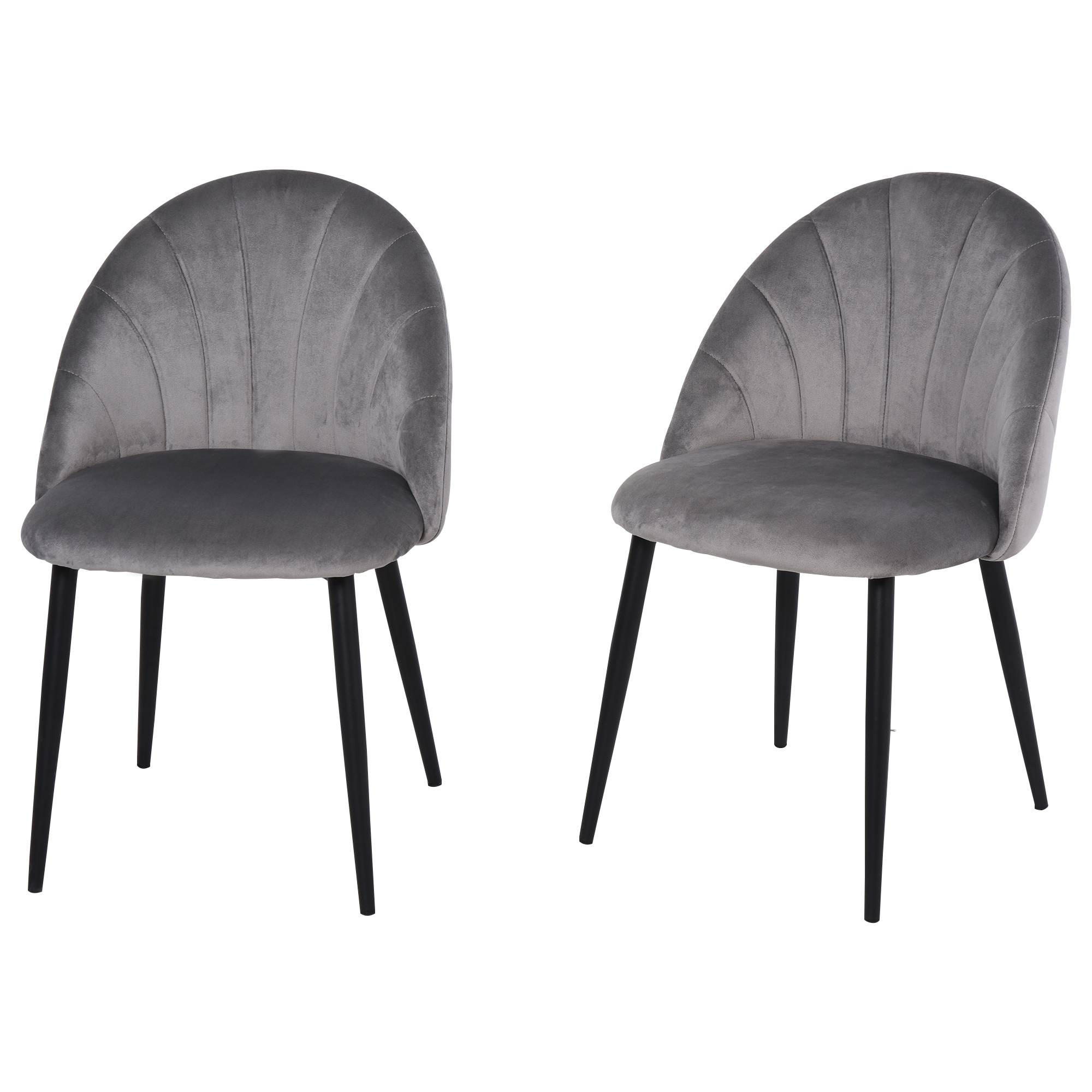 Lot de 2 chaises pieds métal noir velours gris