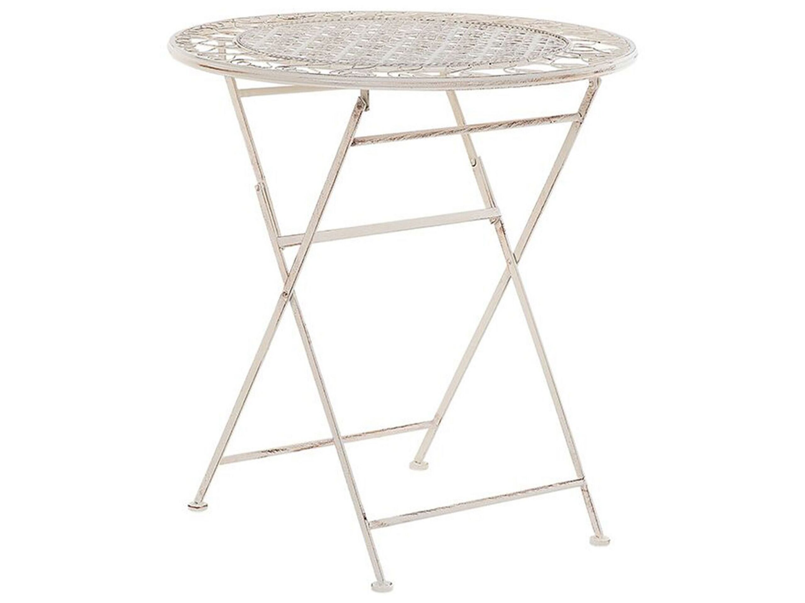 Table ronde de jardin bistrot en métal beige