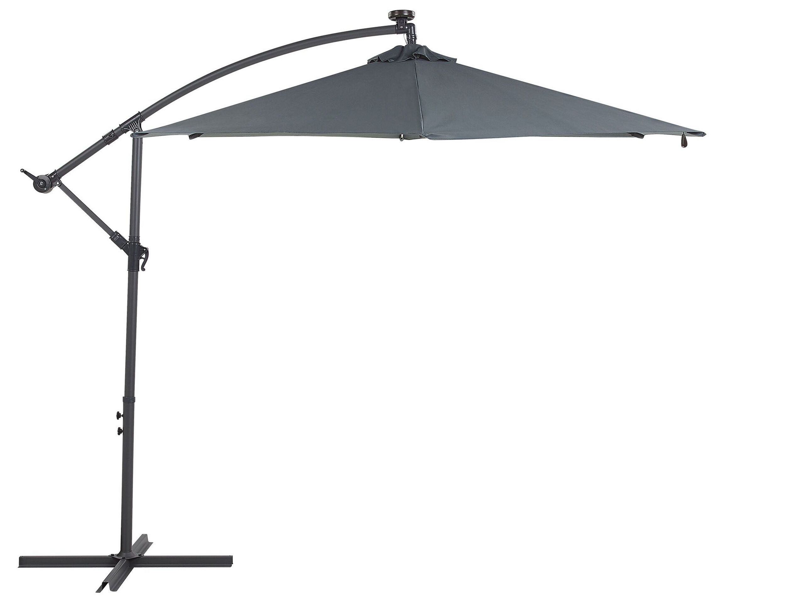 Parasol déporté gris graphite avec éclairage LED ⌀ 285 cm