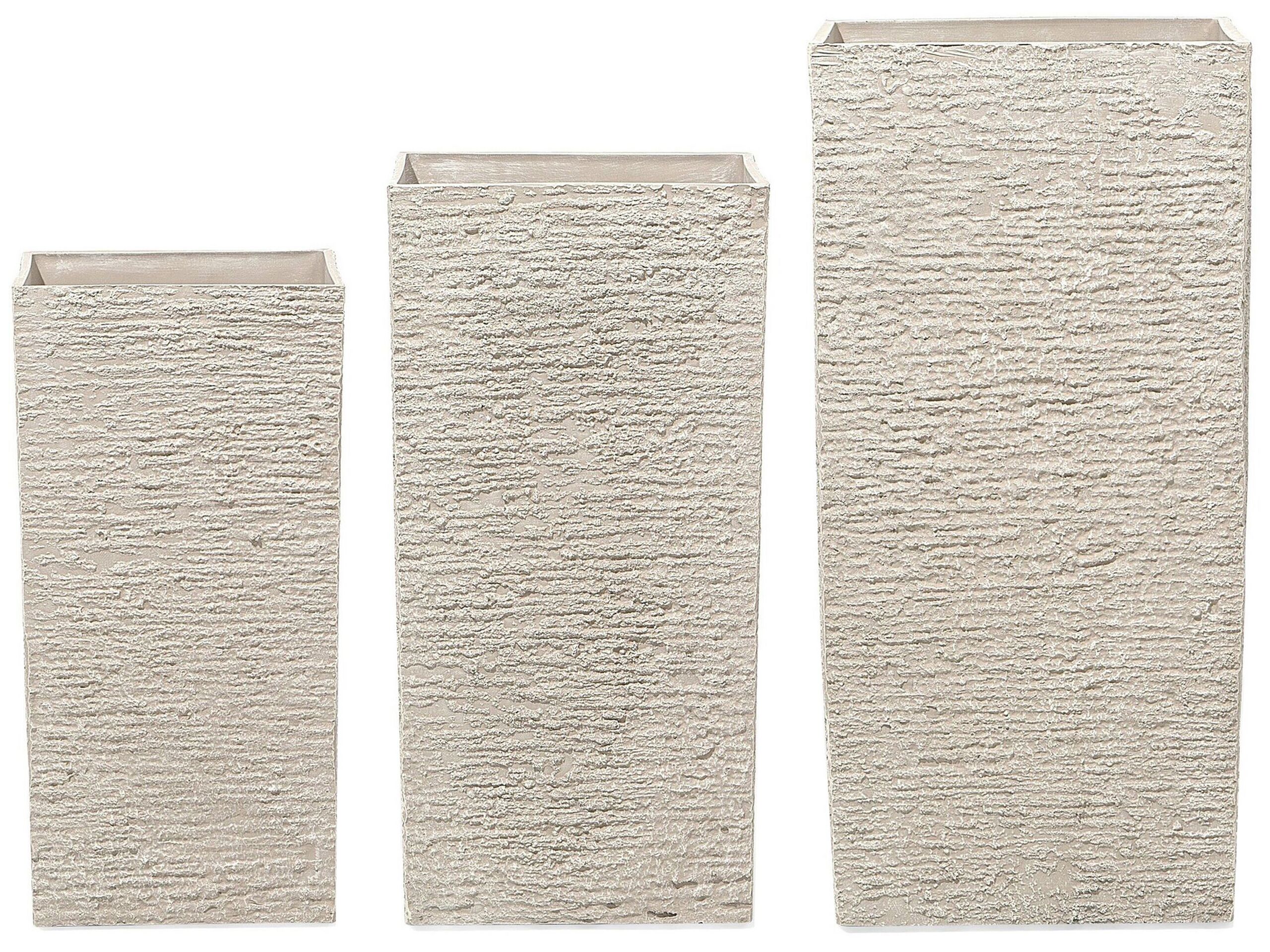Lot de 3 pots de fleurs beige (photo) Lot de 3 pots de fleurs beige