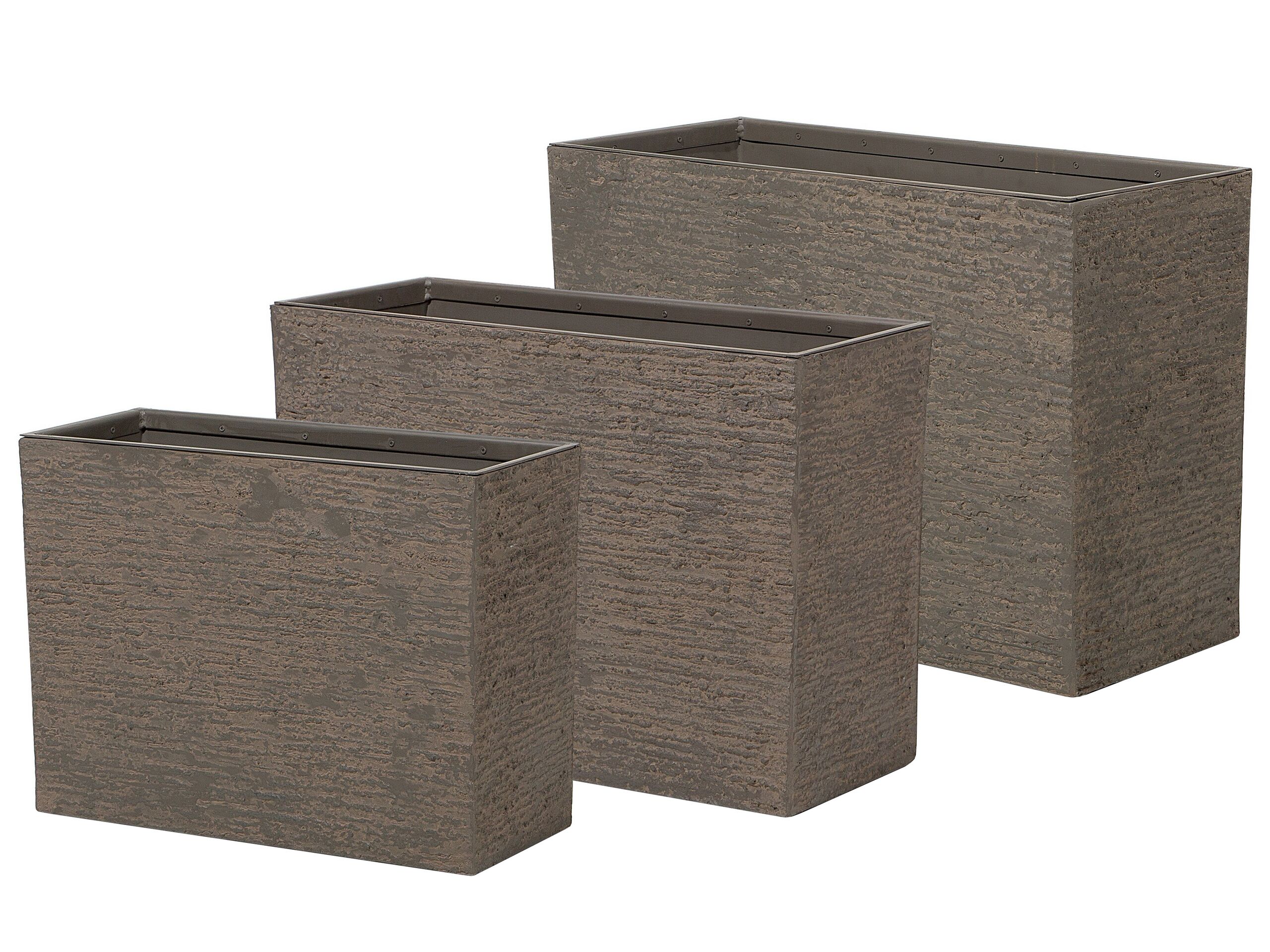 Lot de 3 pots de fleurs marron foncé (photo) Lot de 3 pots de fleurs marron foncé