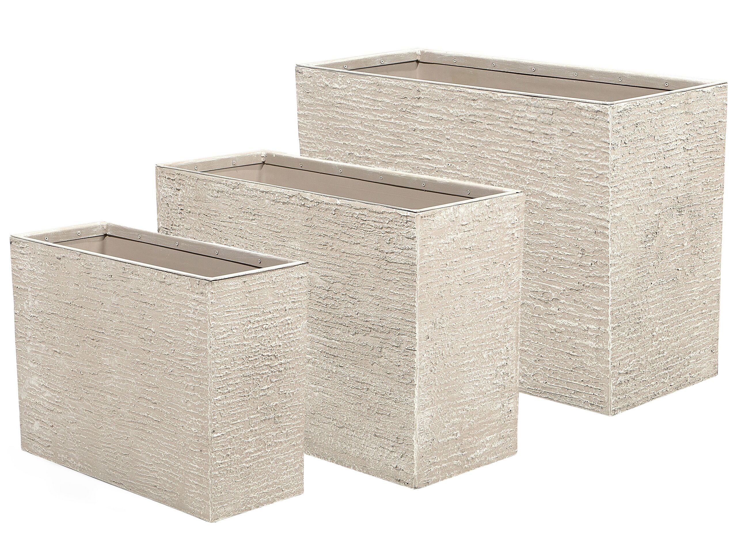 Lot de 3 pots de fleurs beige (photo) Lot de 3 pots de fleurs beige