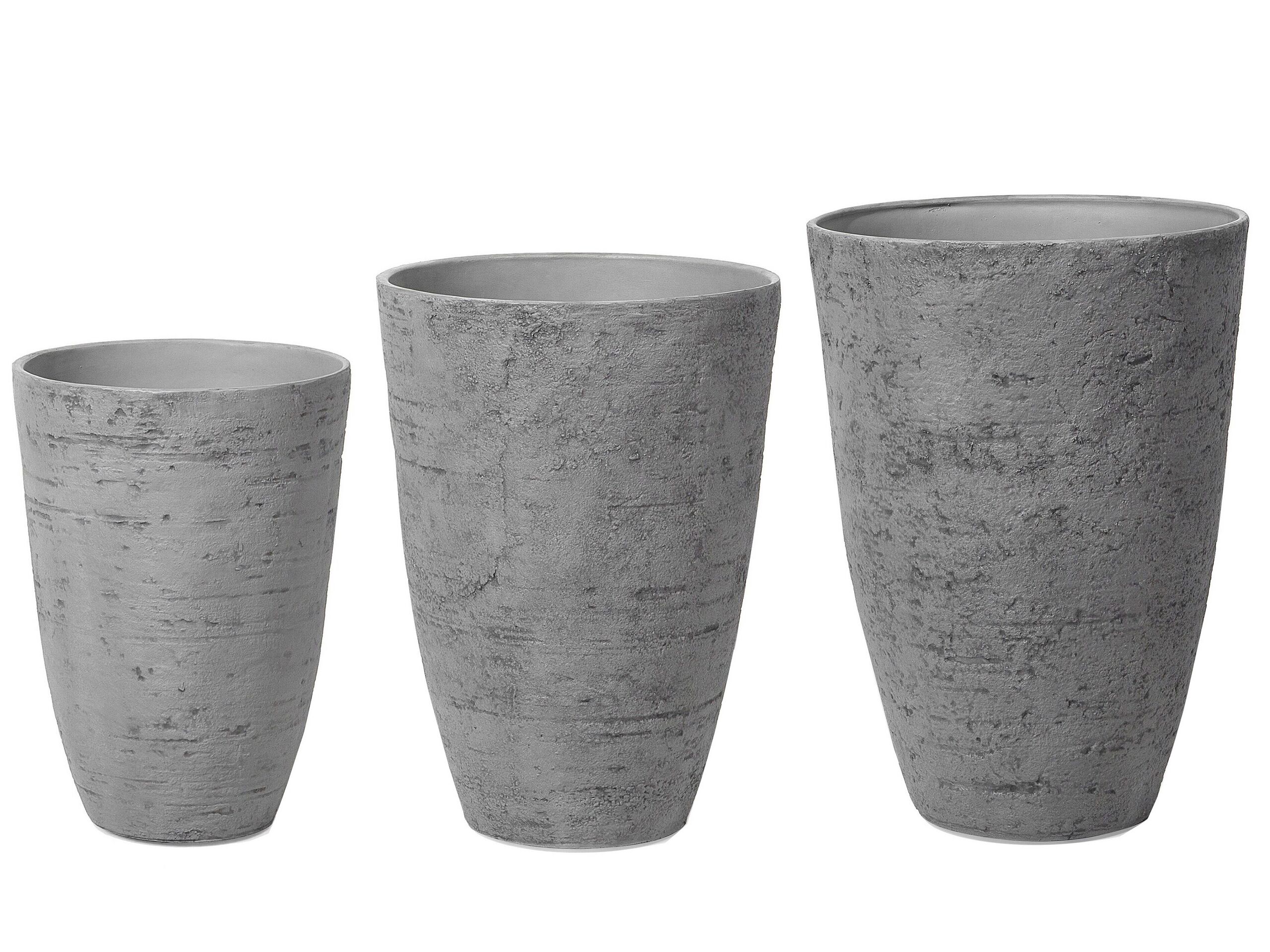 Lot de 3 pots de fleurs gris (photo) Lot de 3 pots de fleurs gris