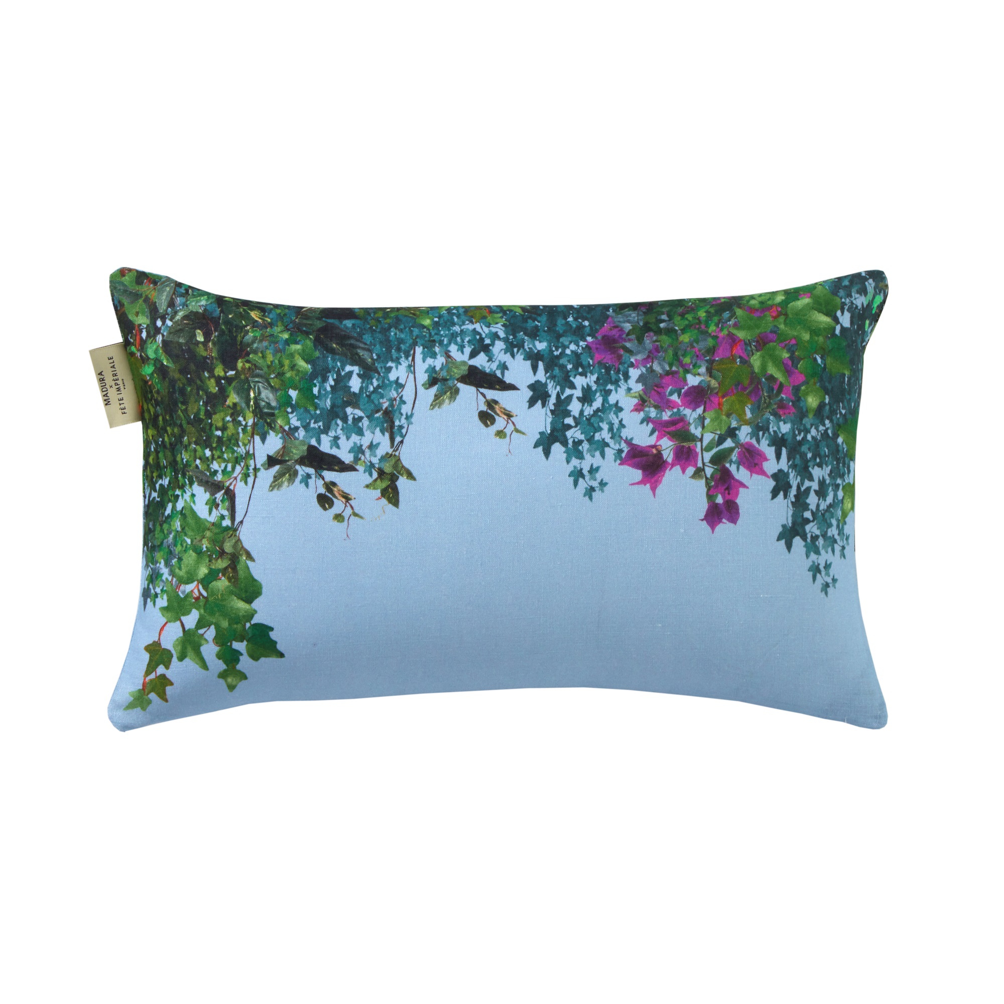 Housse de coussin 28x47 cm Bleu multicolore en Lin JARDIN SUSPENDU (photo) Housse de coussin 28x47 cm Bleu multicolore en Lin JARDIN SUSPENDU