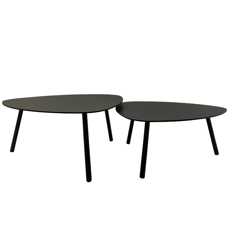 Lot de 2 tables basses de jardin aluminium acier noir