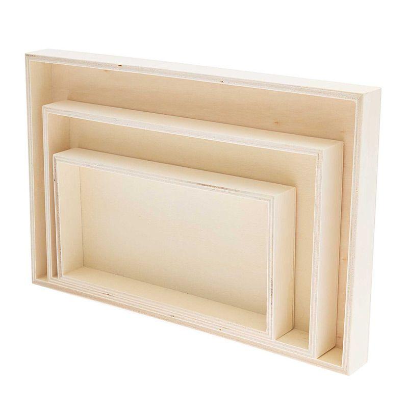 3 plateaux en bois rectangles
