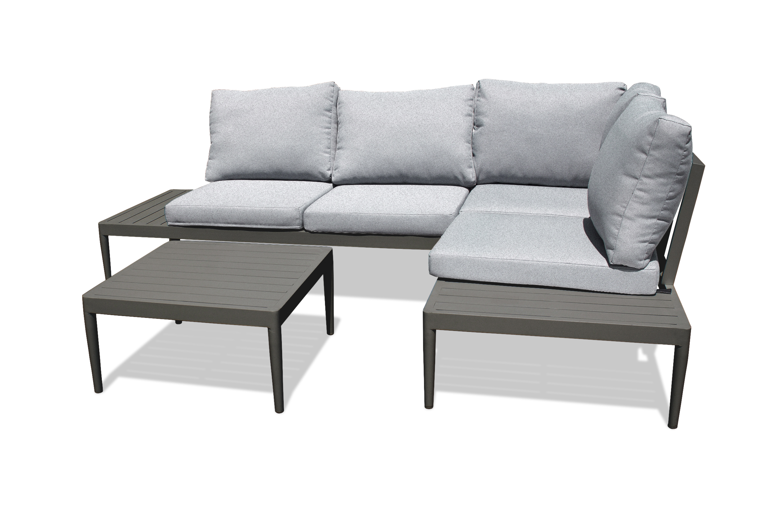 Salon de jardin 4 places en aluminium gris anthracite