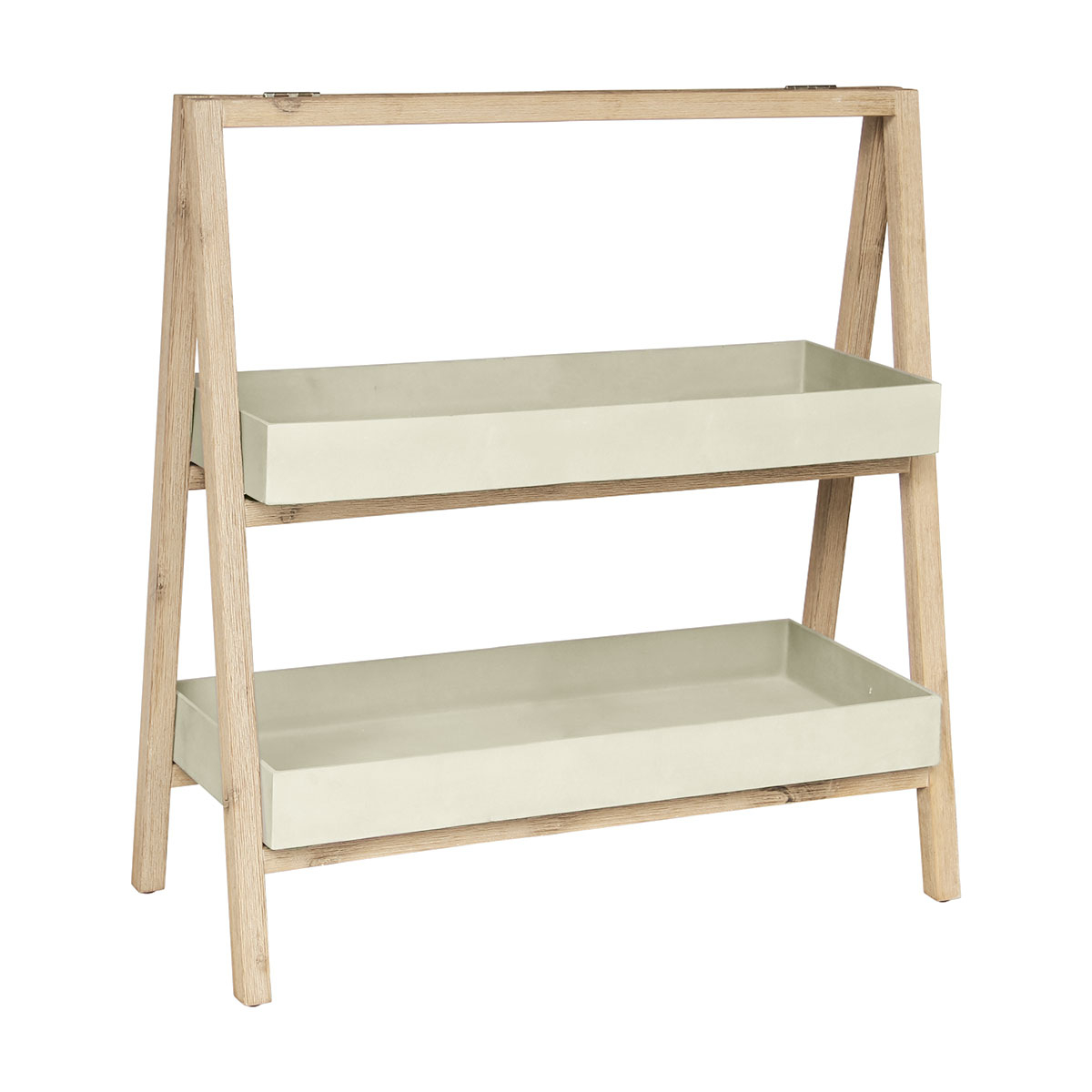 Étagère à plantes grand modèle beige en bois et grès Étagère à plantes grand modèle beige en bois et grès