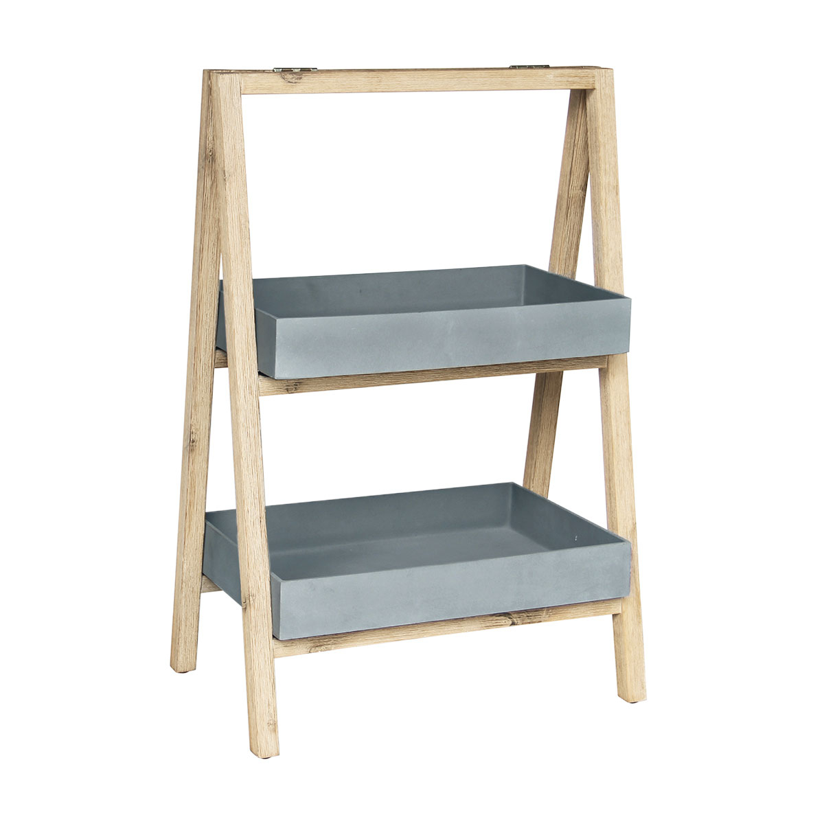 Étagère à plantes petit modèle gris en bois et grès Étagère à plantes petit modèle gris en bois et grès