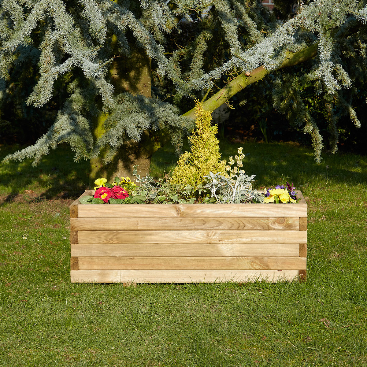 Jardinière rectangulaire 90cm en pin traité Jardinière rectangulaire 90cm en pin traité