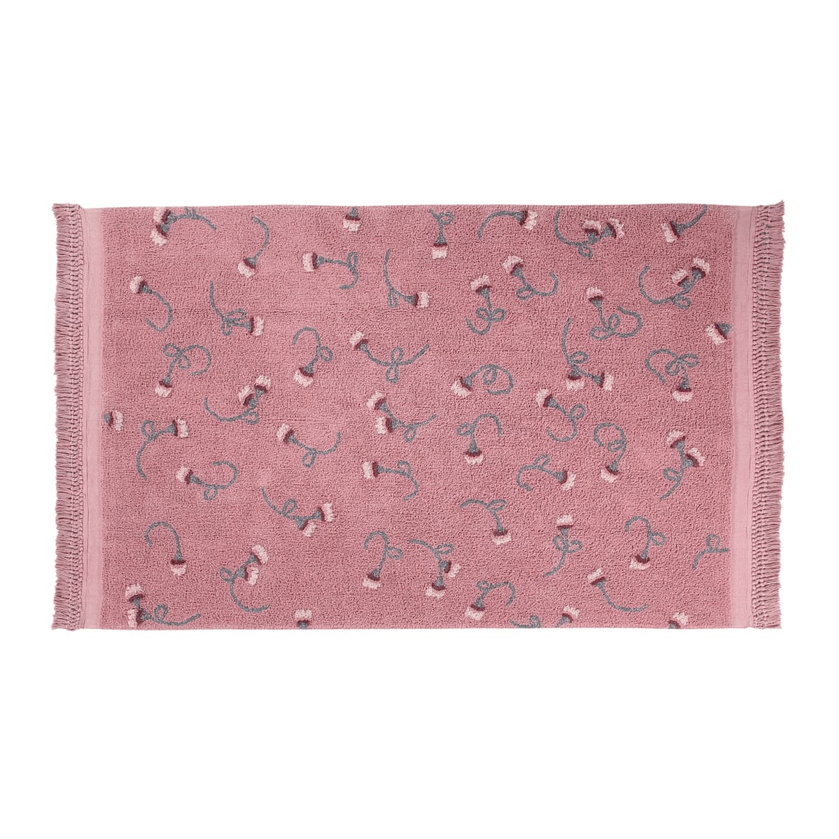 Tapis coton motif jardin anglais rose 140x210
