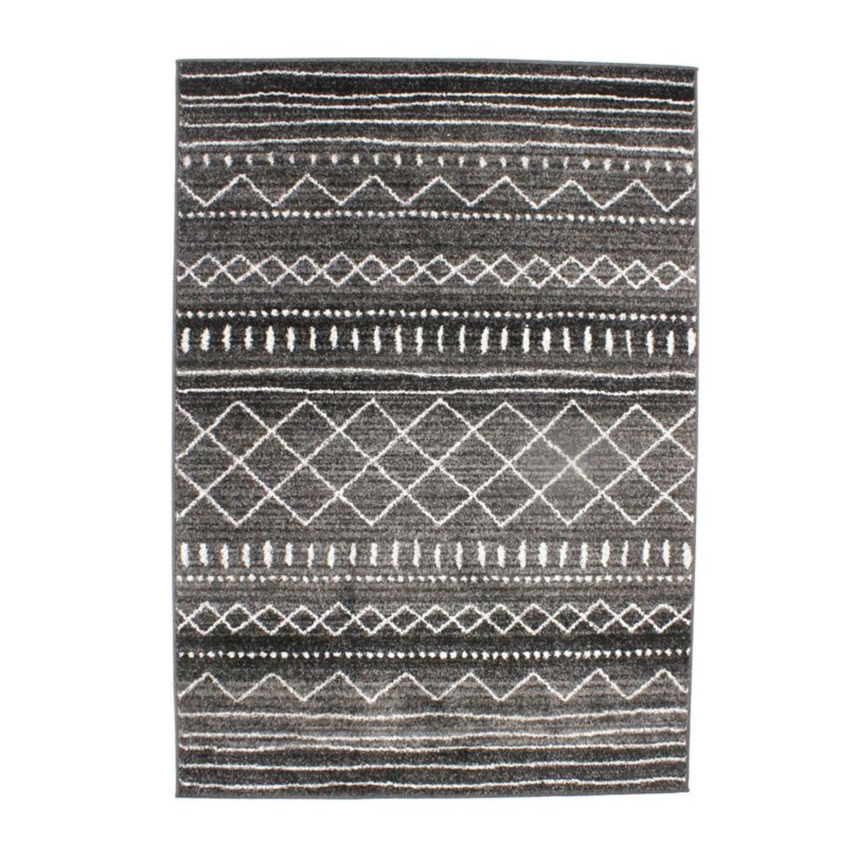 Tapis toucher laineux imprimé motifs ethniques noir 133x190