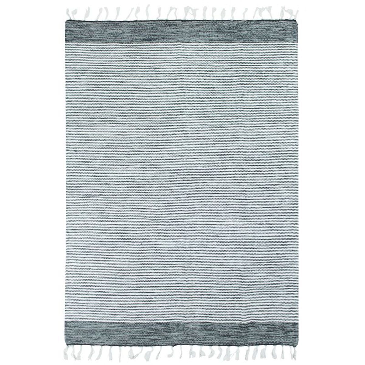 Tapis 100% coton bandes gris-blanc 160x230 Tapis 100% coton bandes gris-blanc 160x230