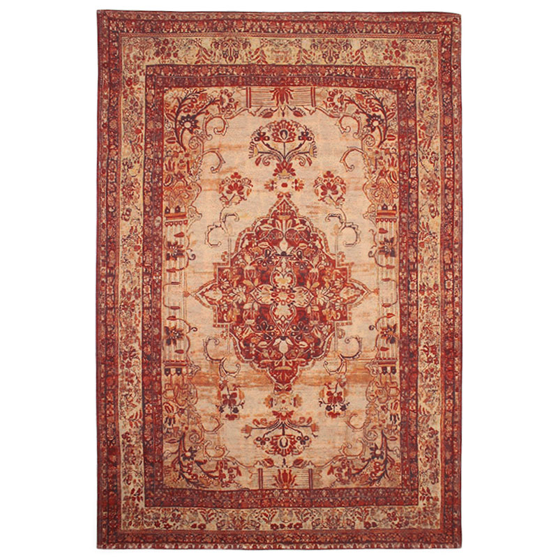 Tapis à motifs orientaux effet vintage rouge 145x200