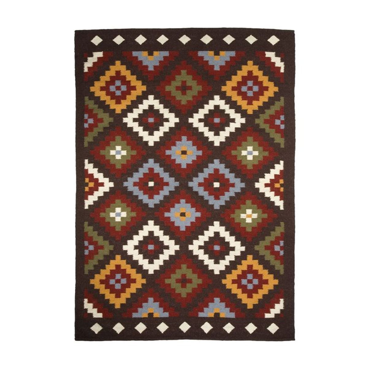 Tapis en laine à motifs aztèques marron 160x230 Tapis en laine à motifs aztèques marron 160x230