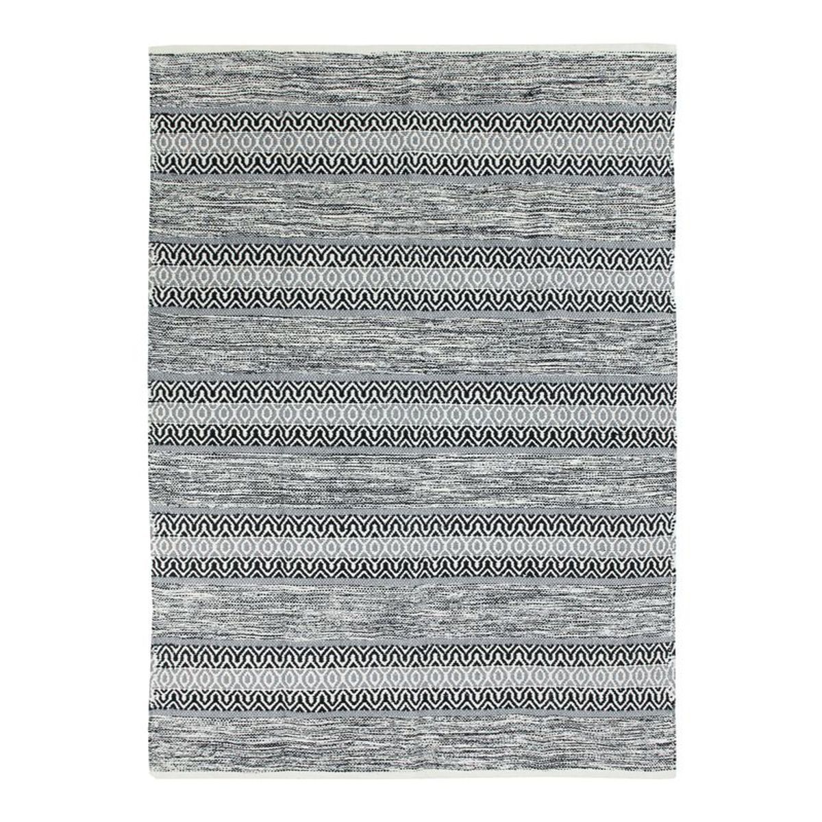 Tapis 100% coton bande ethno blanc-noir 160x230 Tapis 100% coton bande ethno blanc-noir 160x230