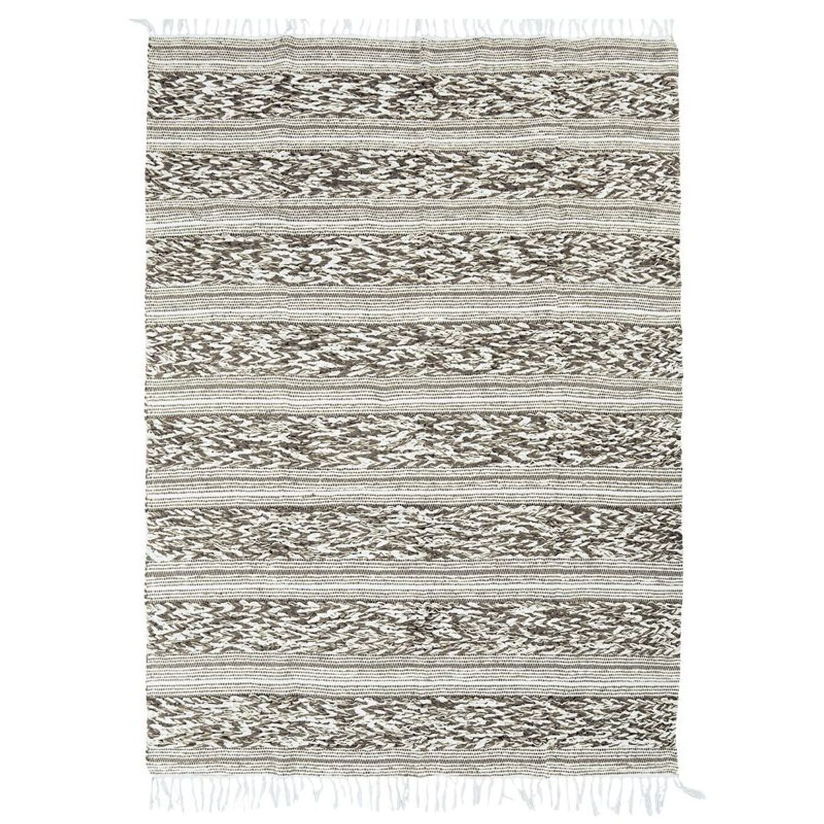 Tapis 100% coton bande blanc-sable 160x230 Tapis 100% coton bande blanc-sable 160x230