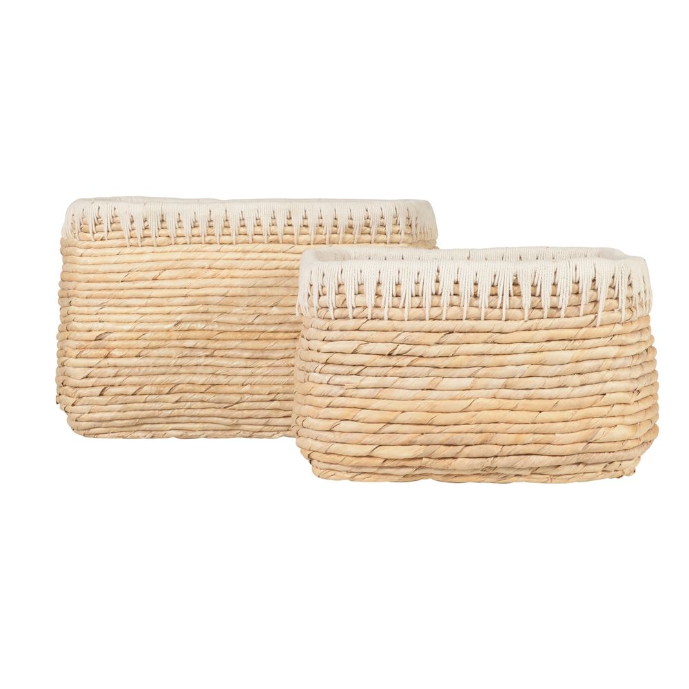Panier rectangulaire tressage Abaca et corde (set de 2) Panier rectangulaire tressage Abaca et corde (set de 2)