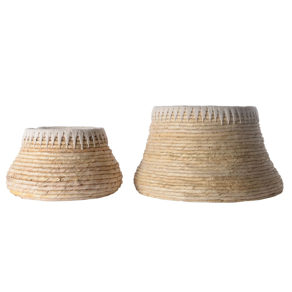Panier rond en tressage Abaca et corde (set de 2) Panier rond en tressage Abaca et corde (set de 2)