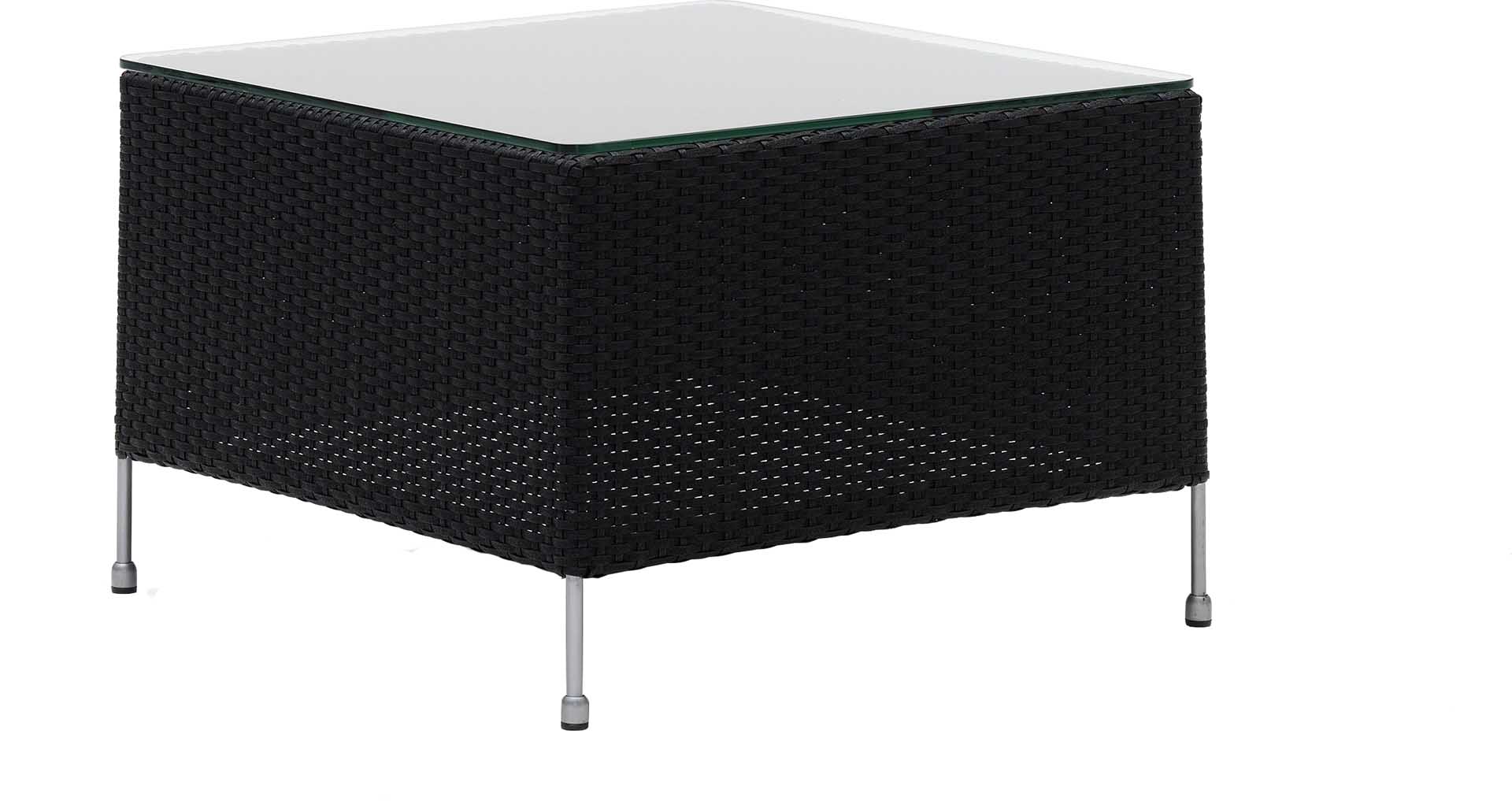 Table basse carrée en acier et fibre synthétique noire
