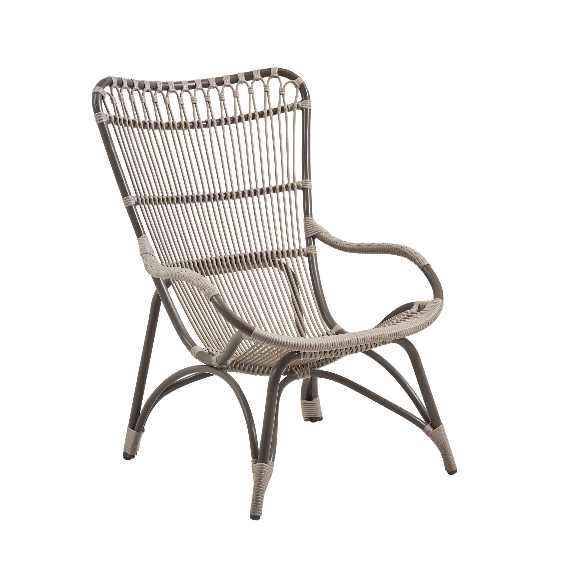 Fauteuil haut dossier en alu et fibre synthétique moccaccino