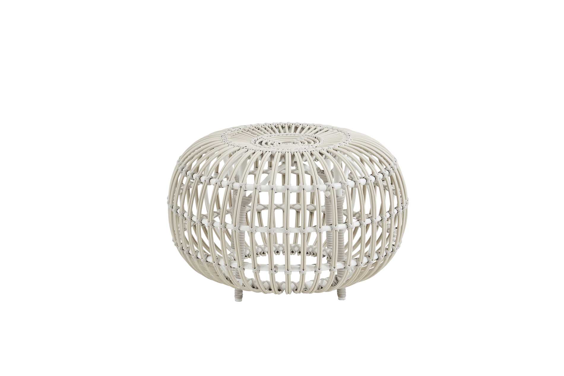 Pouf en aluminium et fibre synthétique blanc D65cm (photo) Pouf en aluminium et fibre synthétique blanc D65cm