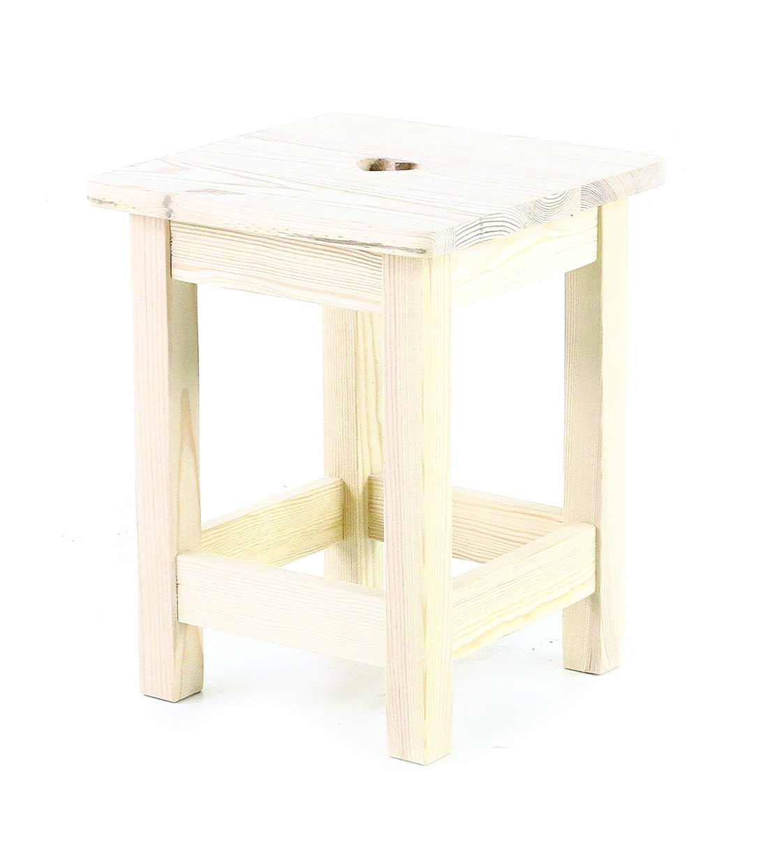 Mini tabouret en pin massif brut coeur sculpté (photo) Mini tabouret en pin massif brut coeur sculpté