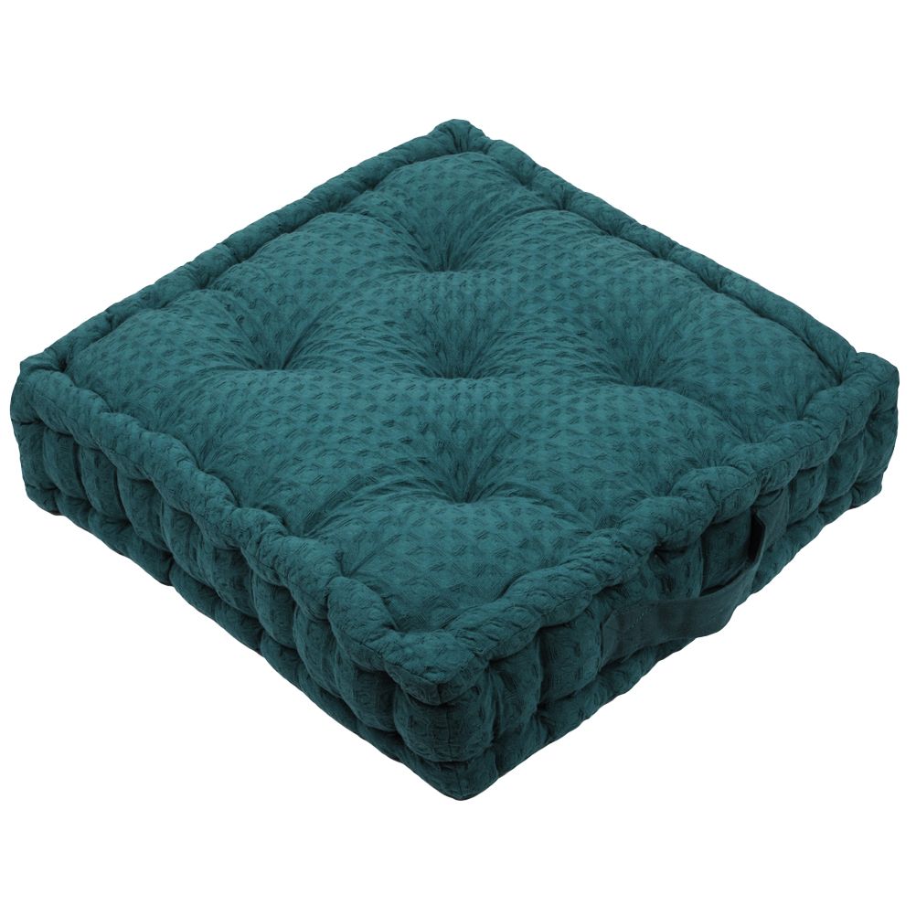 Coussin de sol en coton bleu canard 45x45 Coussin de sol en coton bleu canard 45x45