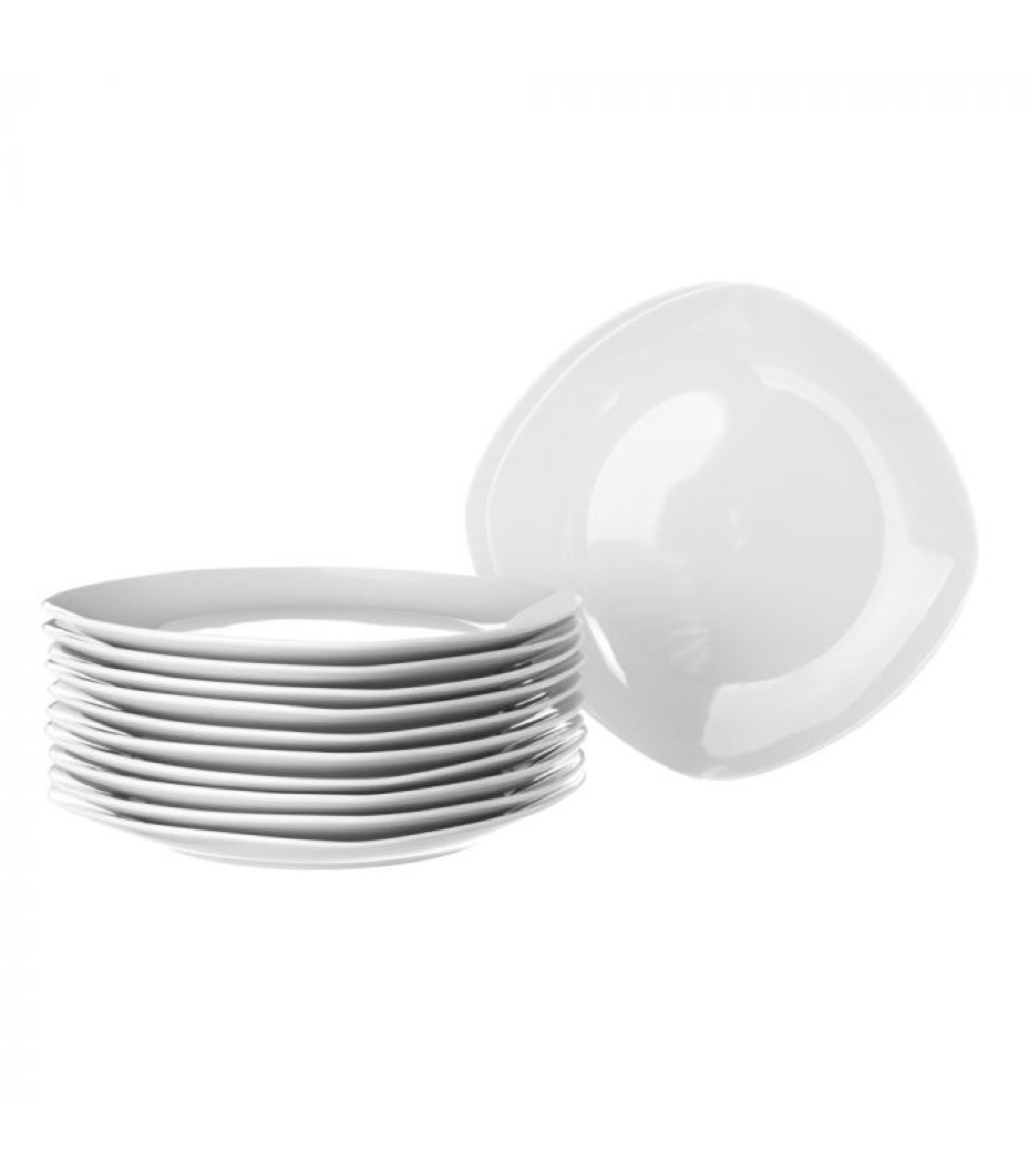 Assiette à dessert carrée en porcelaine blanche - Lot de 12 Assiette à dessert carrée en porcelaine blanche - Lot de 12