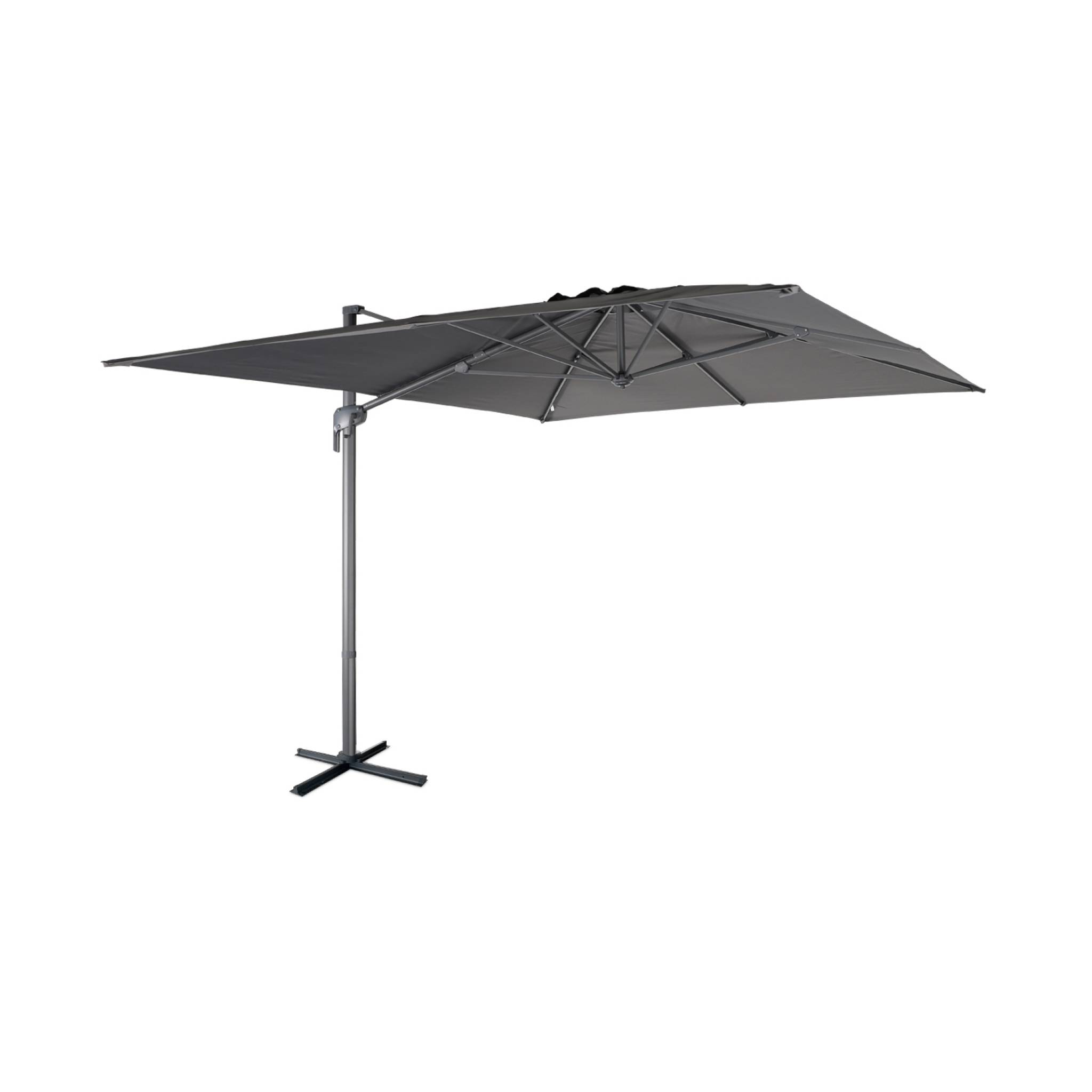 Parasol déporté rectangulaire 3 x 4 m en aluminium gris