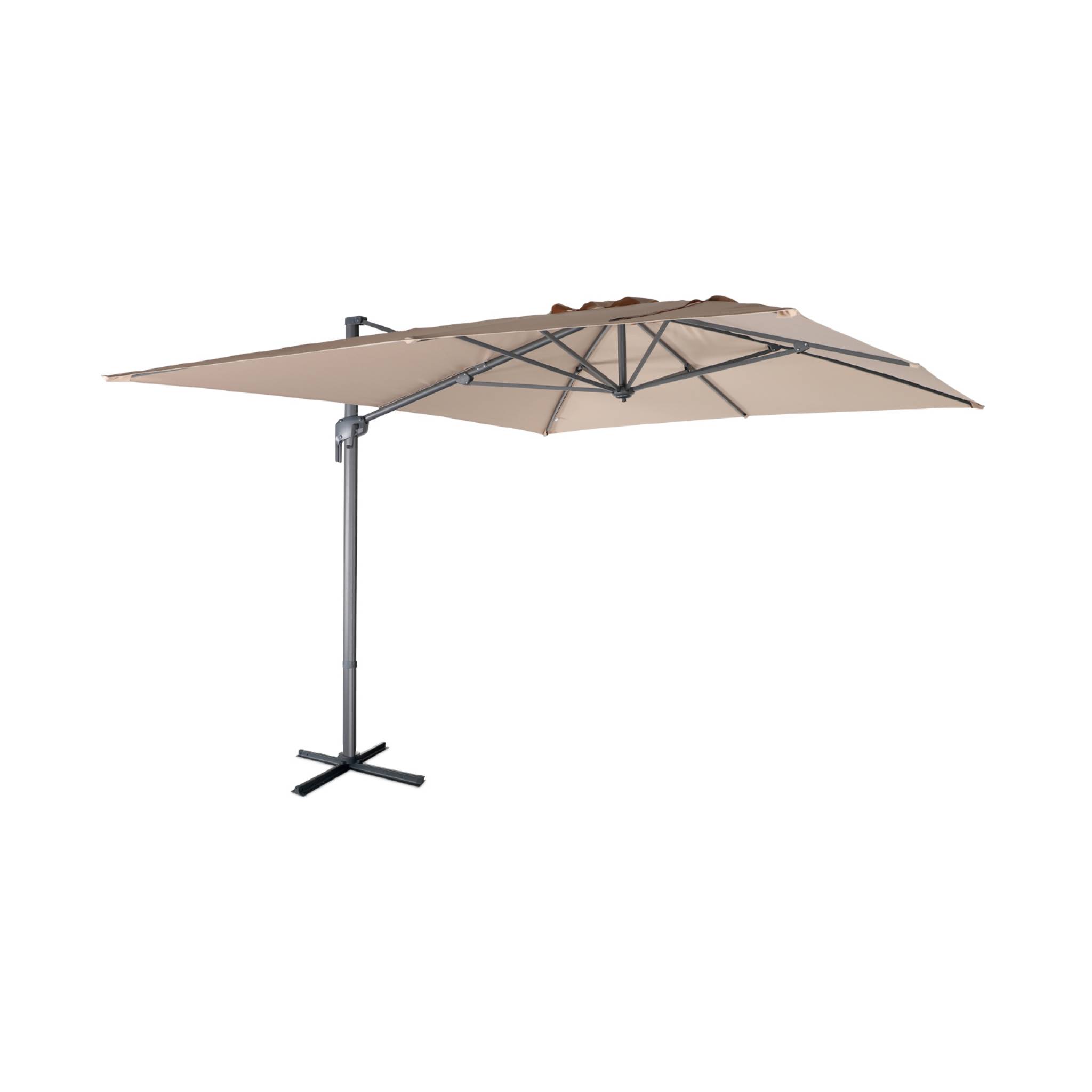 Parasol déporté rectangulaire 3 x 4 m en aluminium beige