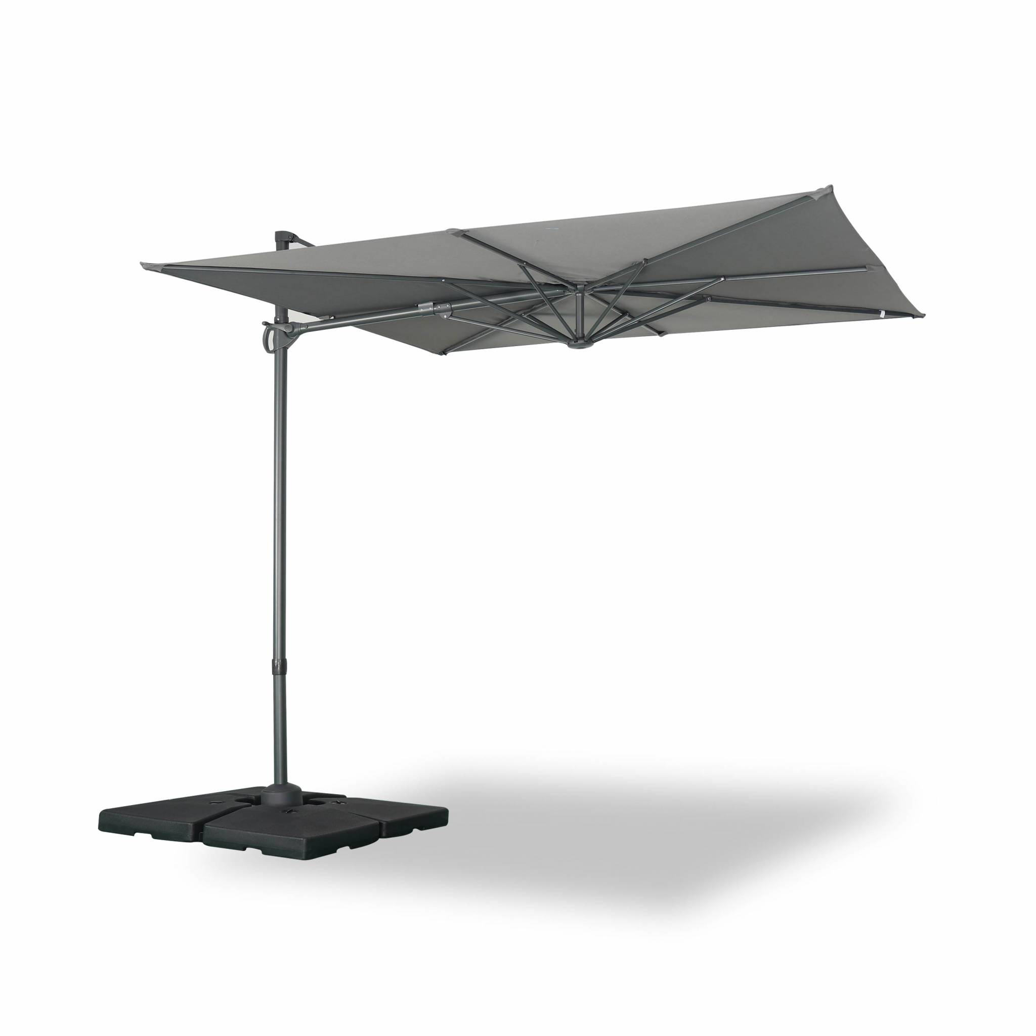 Parasol déporté carré 250 x 250 cm en aluminium gris