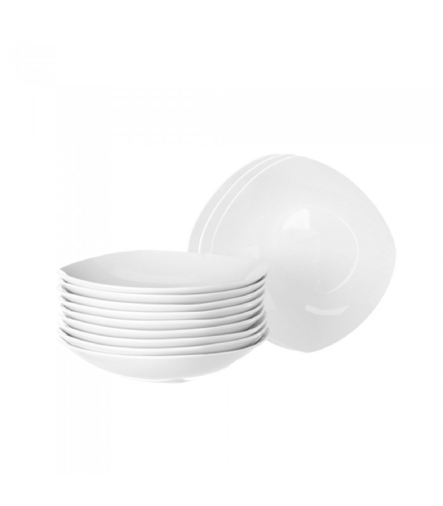 Assiette à soupe carrée en porcelaine blanche - Lot de 12