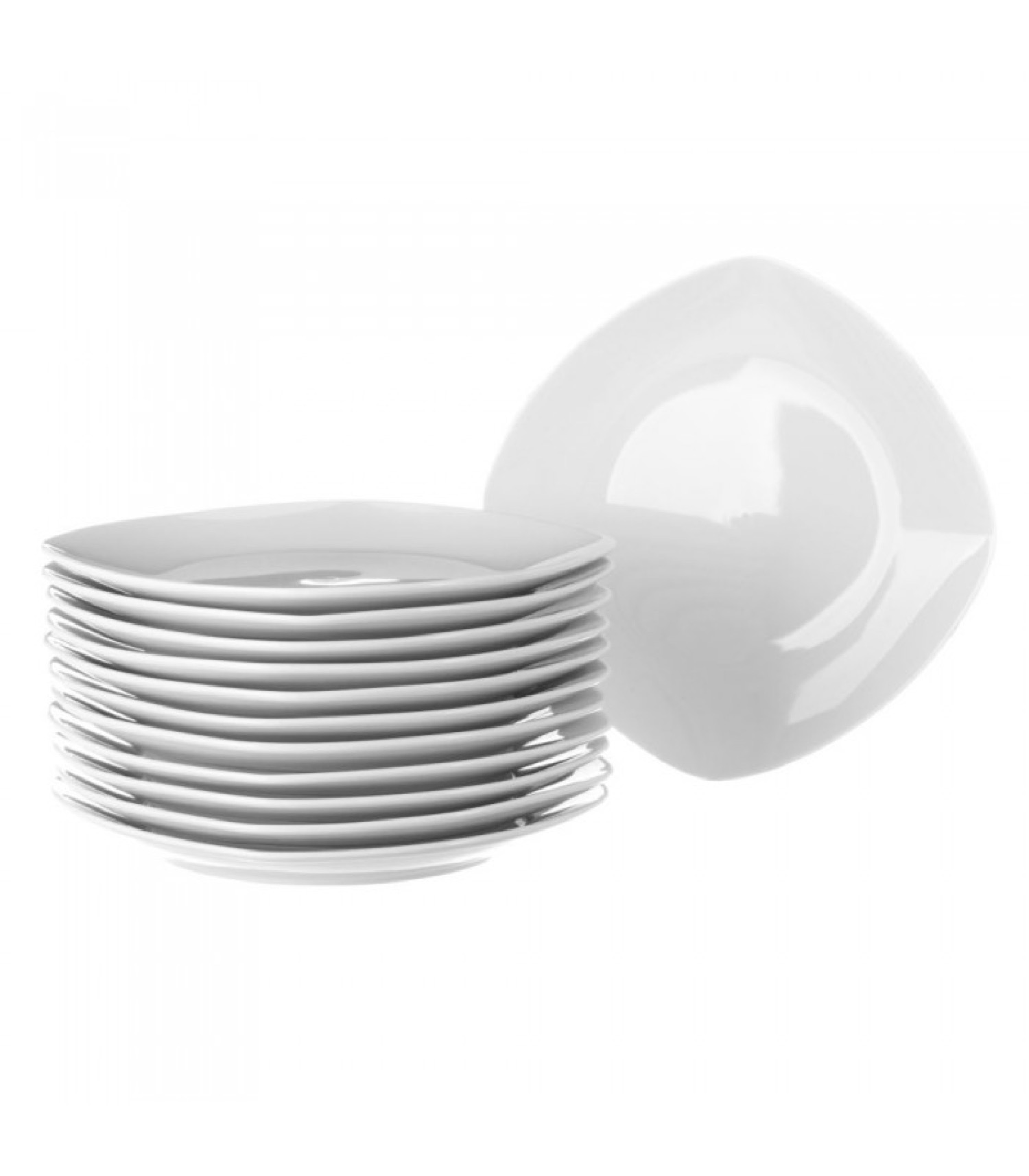 Assiette plate carrée en porcelaine blanche - Lot de 12