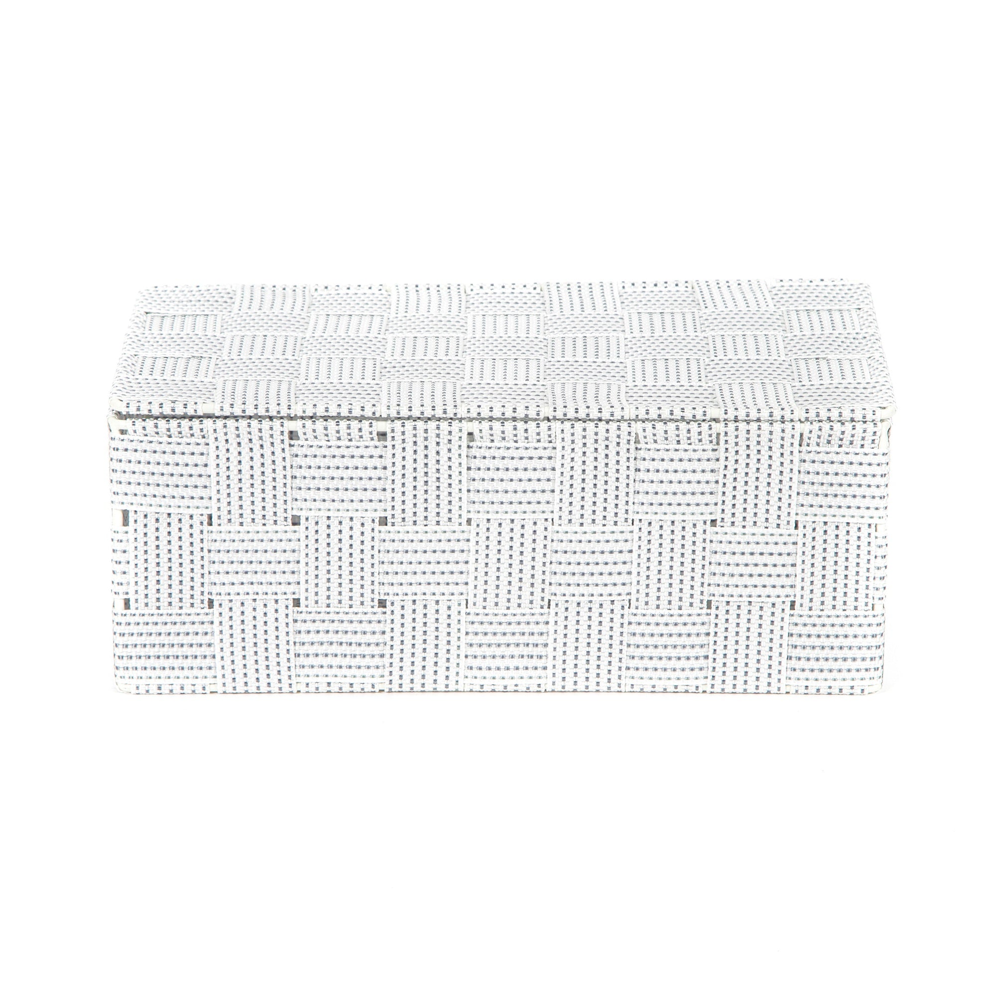 Boîte de rangement en sangles tressées 27x15cm (photo) Boîte de rangement en sangles tressées 27x15cm
