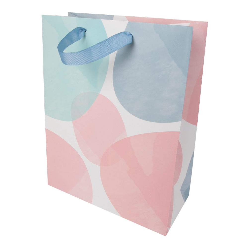 Sac cadeau grand format bleu et rose pastel