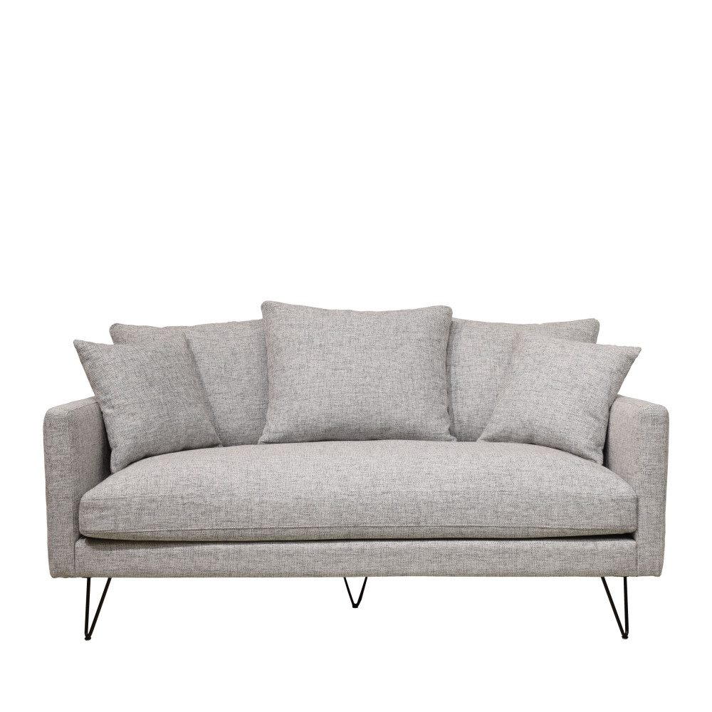 Canapé 3 places en tissu pieds épingles noirs gris chiné