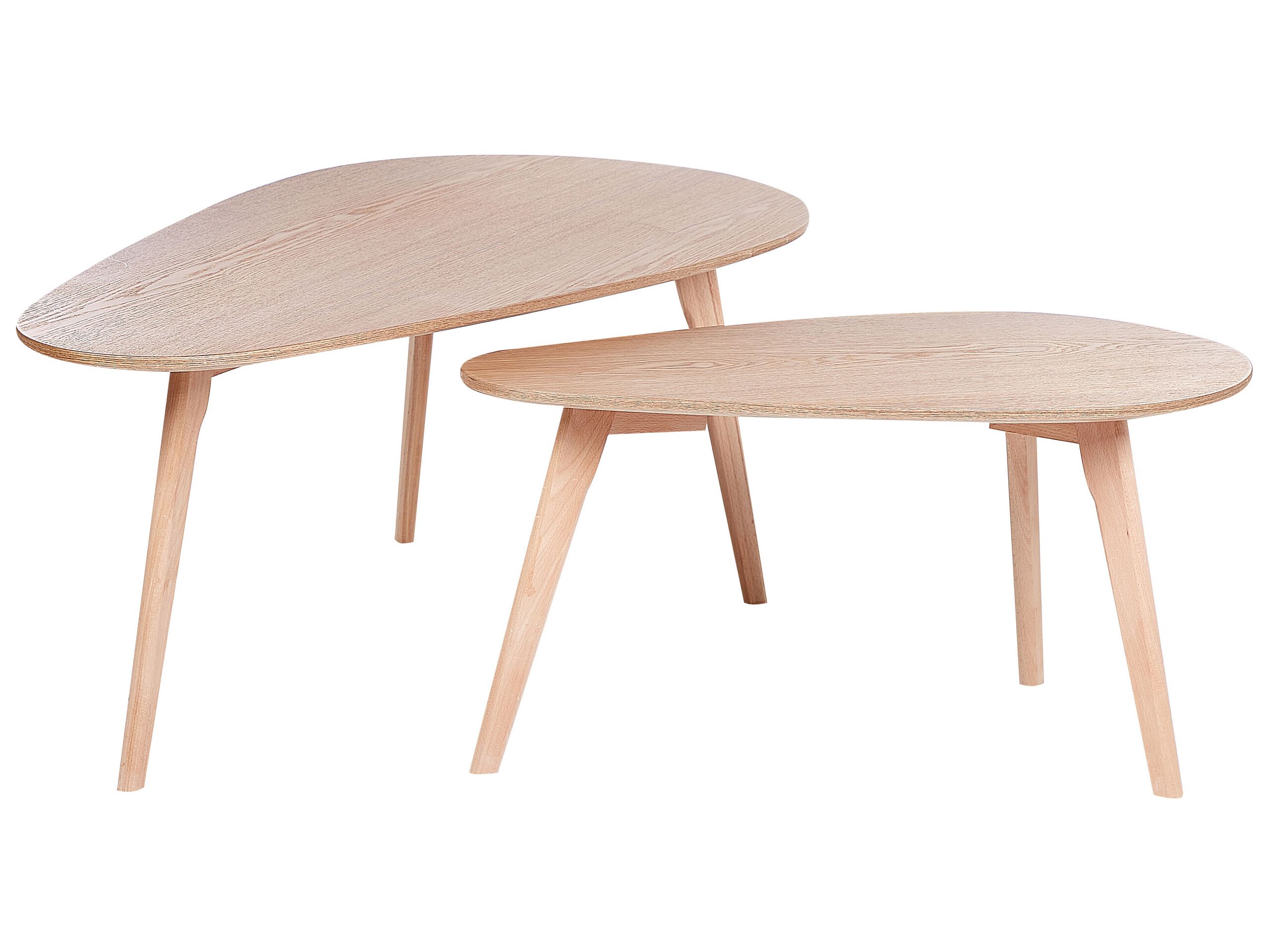 Lot de 2 tables basses bois clair et noires