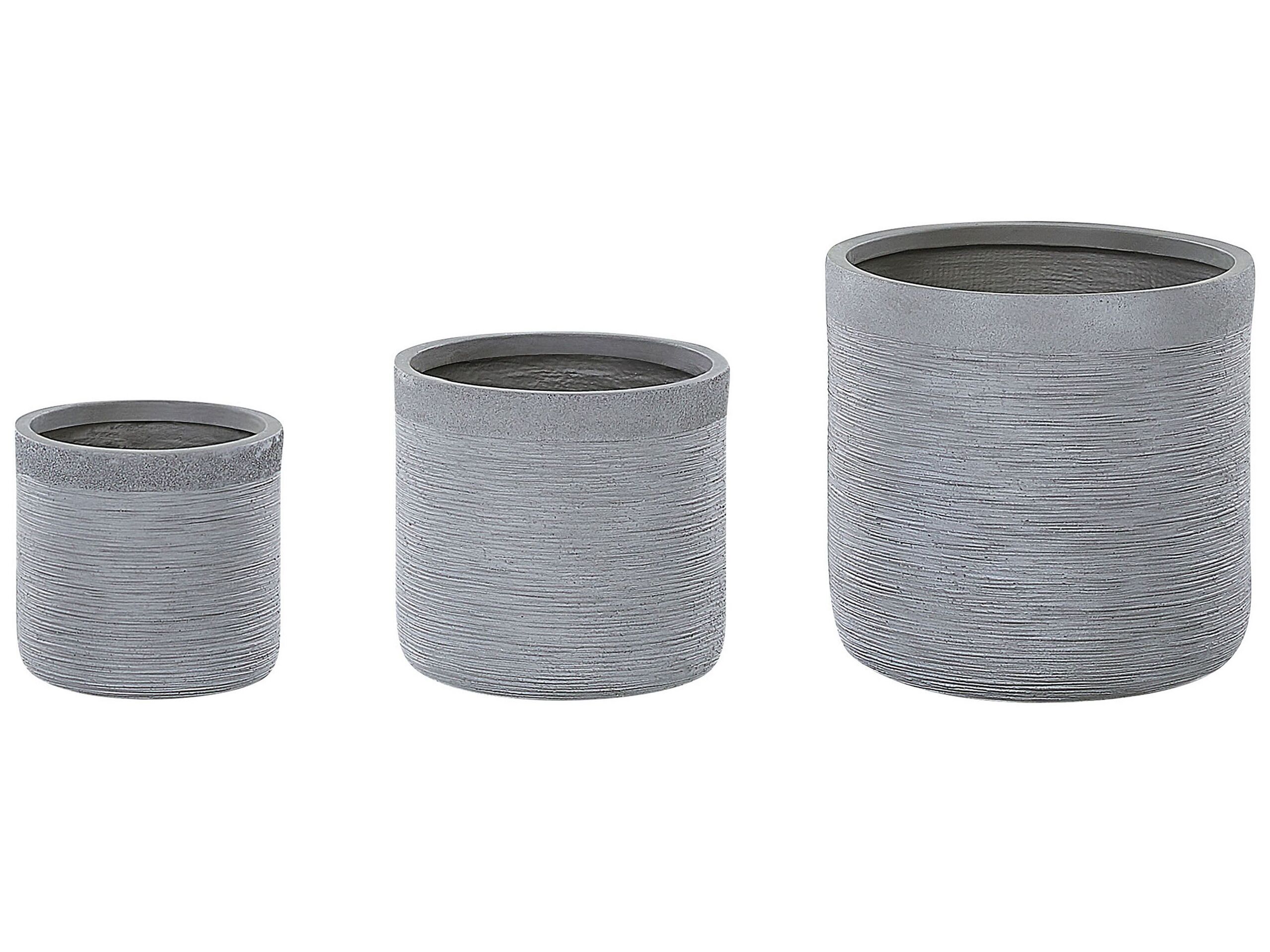Lot de 3 pots de fleurs gris