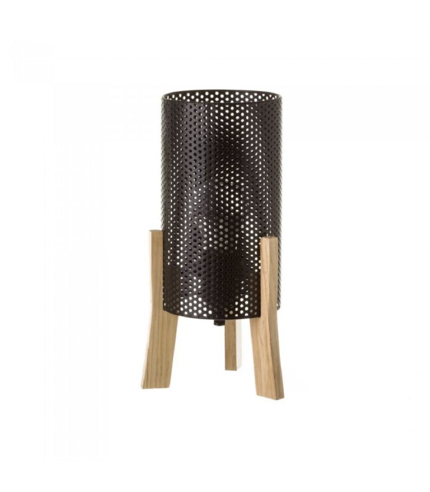 Lampe à poser en bois et métal noir H29,5cm Lampe à poser en bois et métal noir H29,5cm