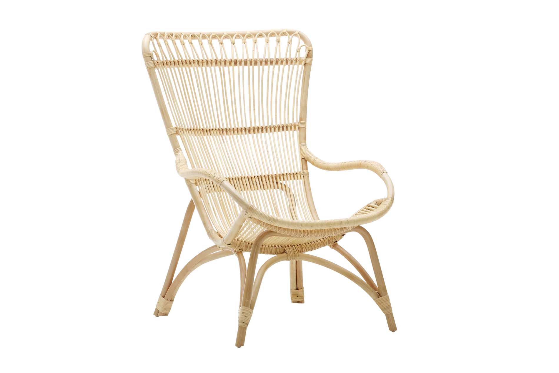 Fauteuil haut dossier en rotin naturel