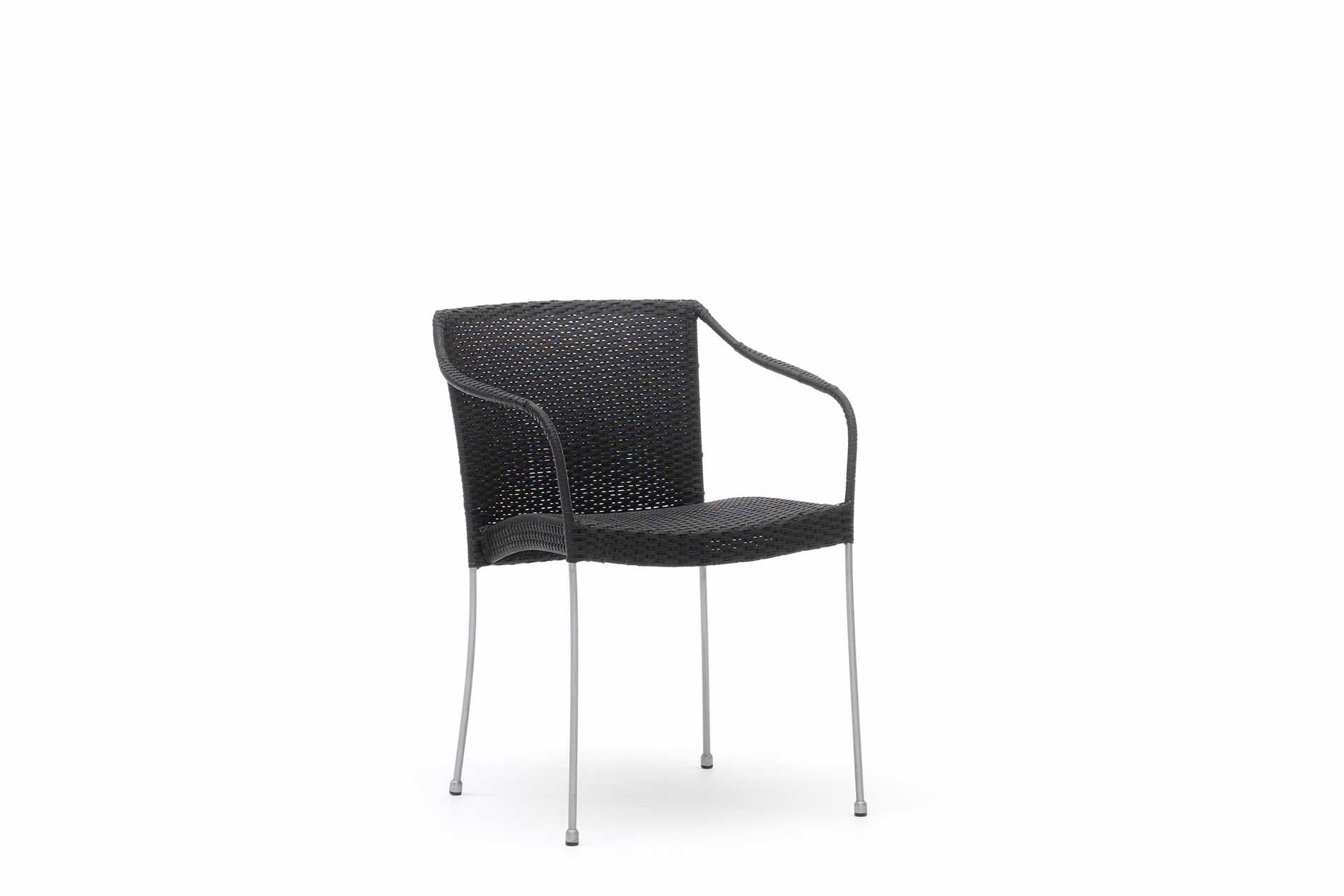 Chaise repas empilable en acier et fibre synthétique noire