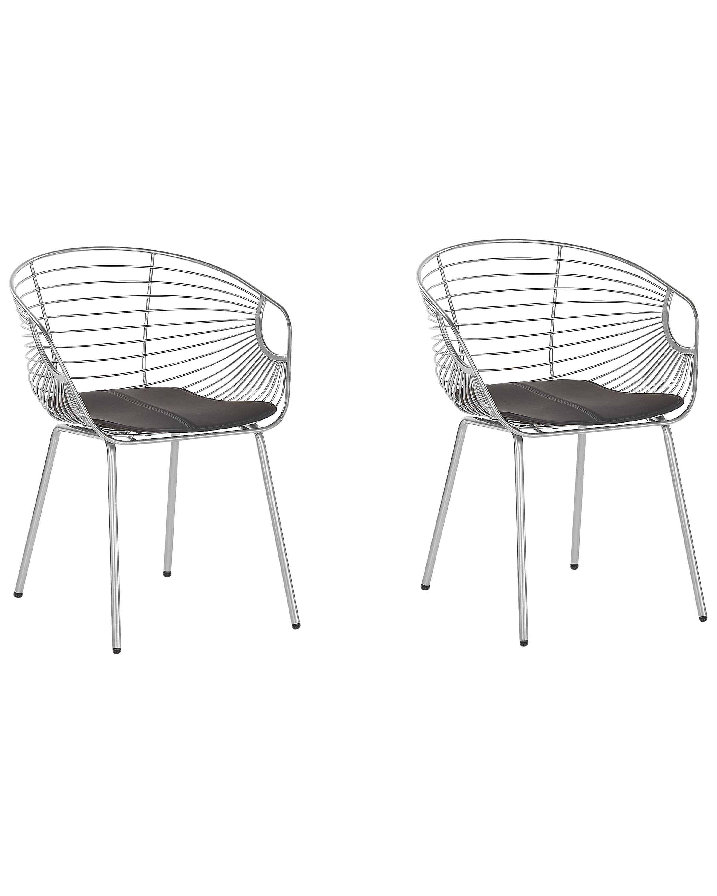 Lot de 2 chaise de salle à mangers en métal argenté 60x79cm