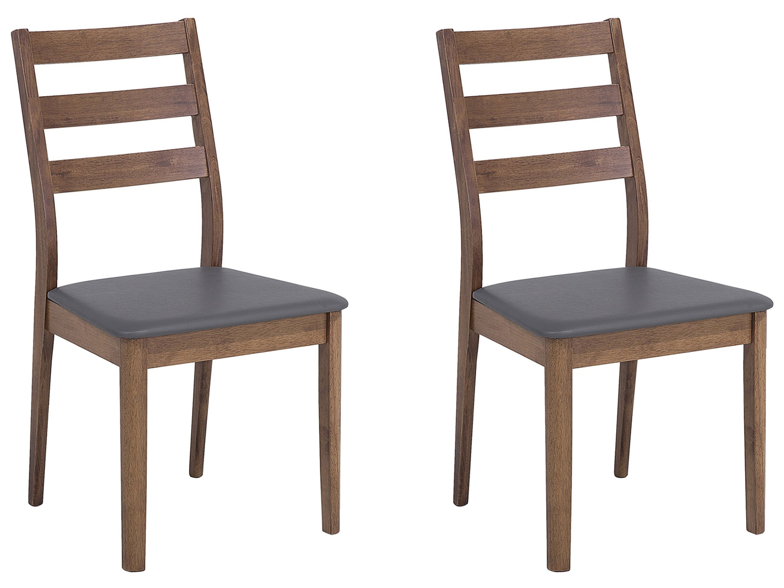 lot de 2 chaises de salle à manger en bois d'hévéa gris