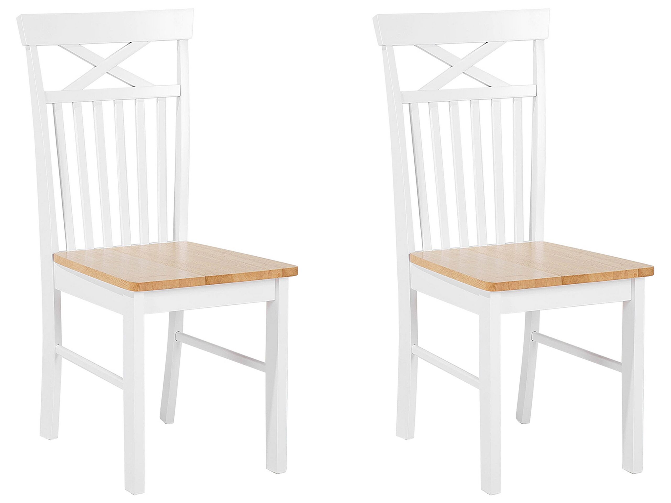 lot de 2 chaises de salle à manger bois clair et blanc