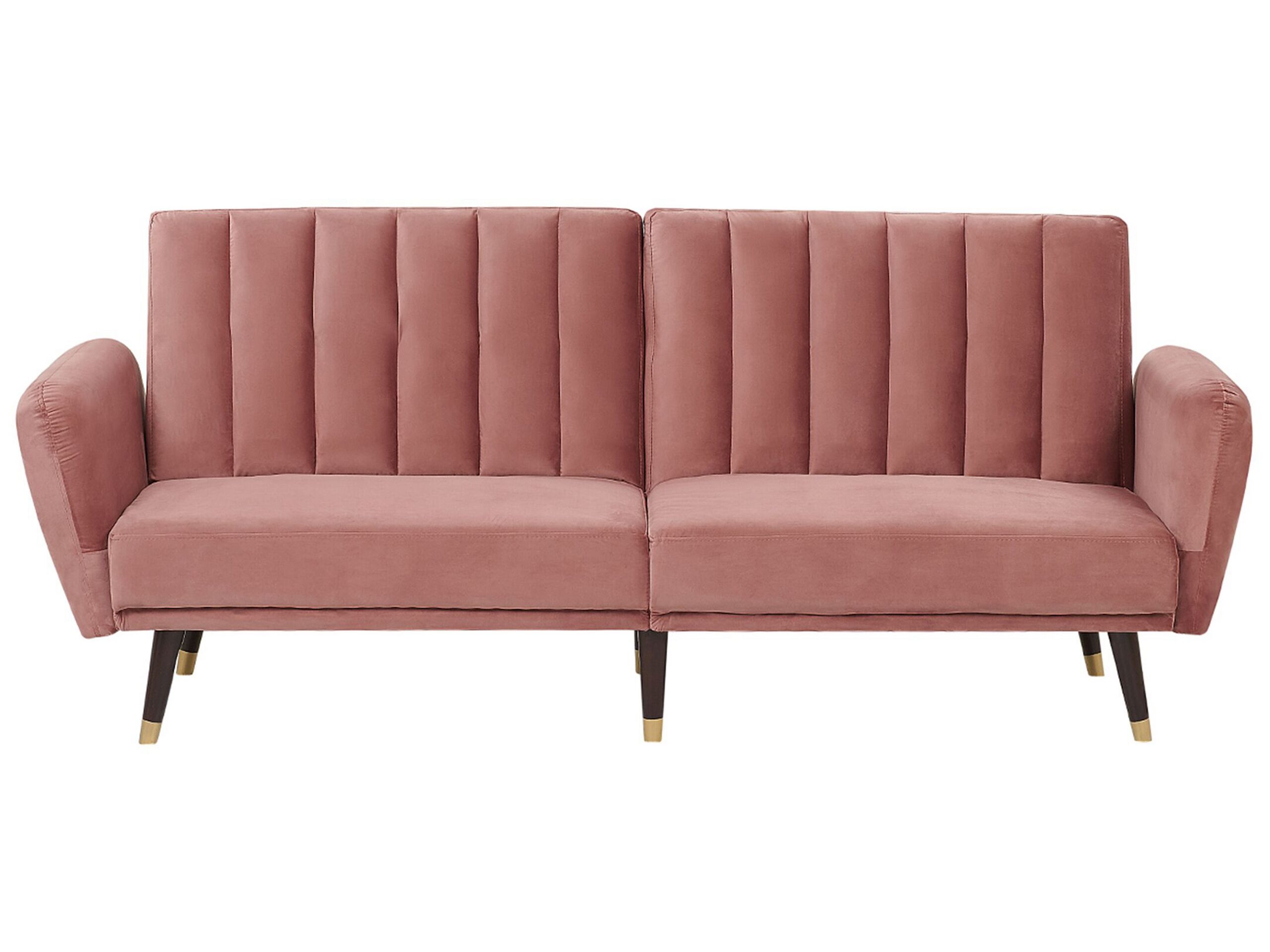 Canapé convertible 3 places en velours rose (photo) Canapé convertible 3 places en velours rose