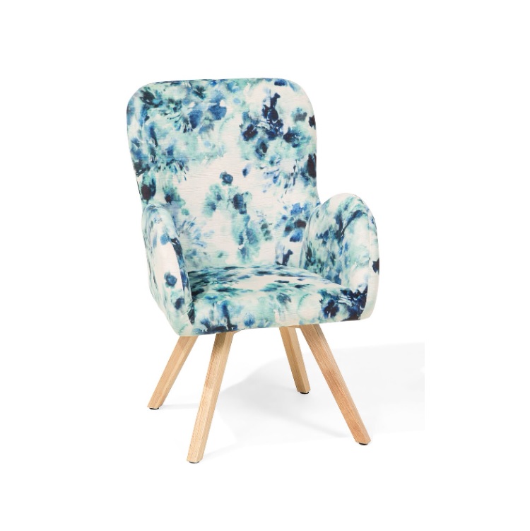 Fauteuil bleu avec motif floral