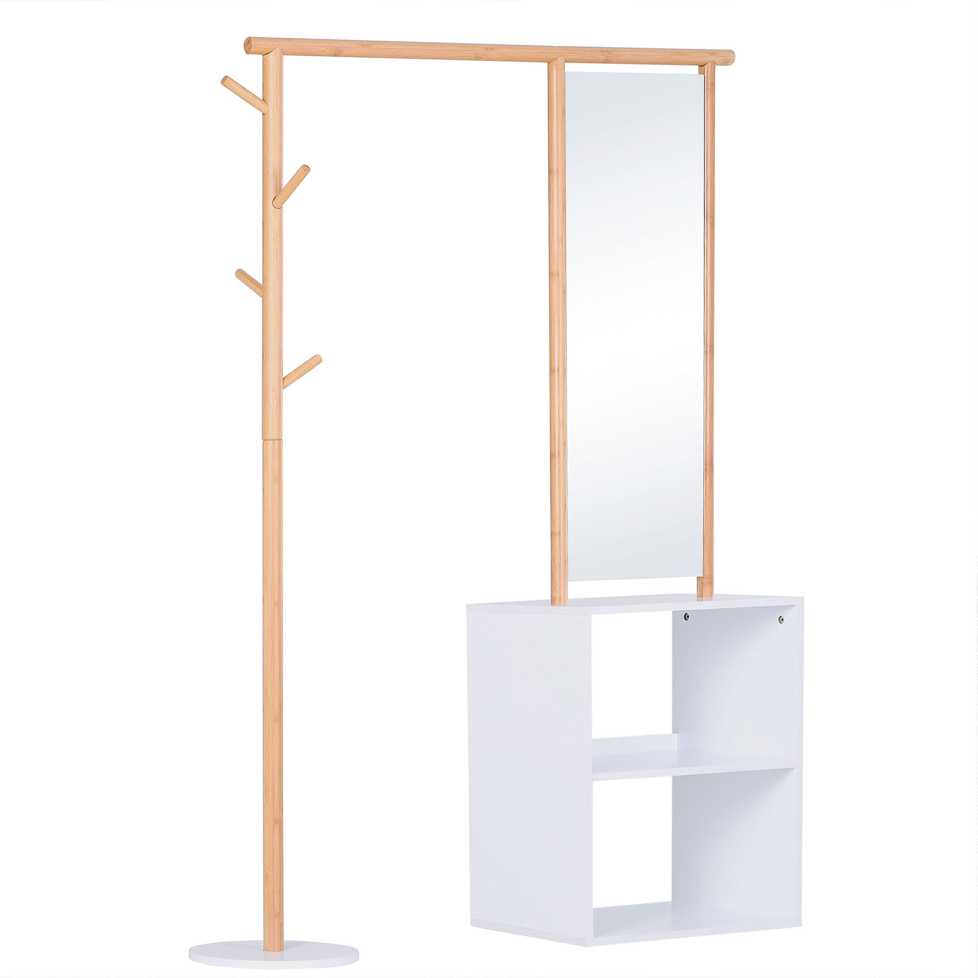 Porte-manteaux meuble d'entrée avec penderie et miroir Porte-manteaux meuble d'entrée avec penderie et miroir